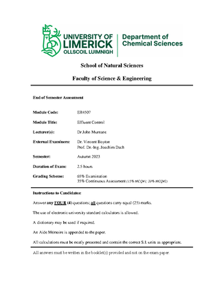 Effluent Control Waste Management 1 - ER4507 - Studocu