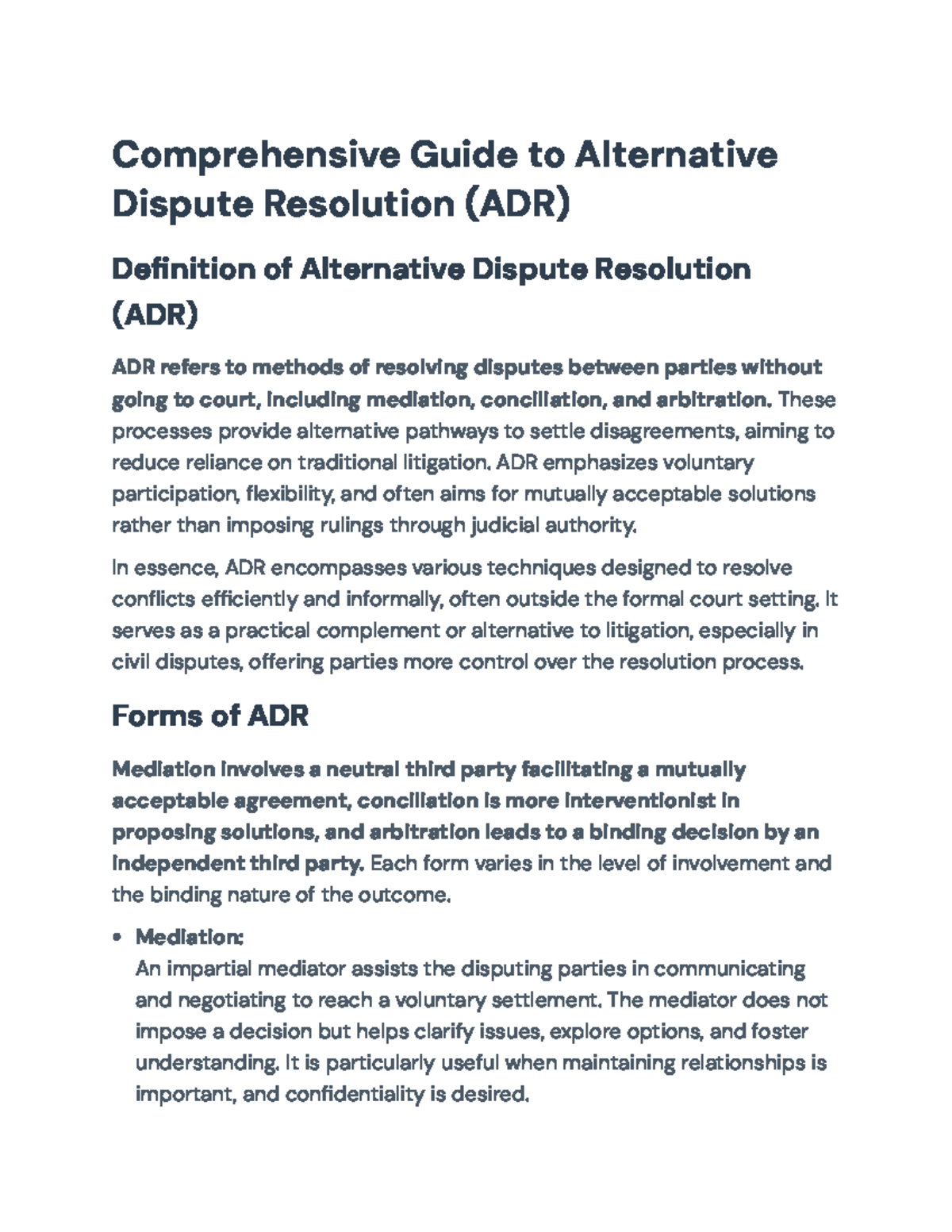 Comprehensive Overview of Alternative Dispute Resolution (ADR ...