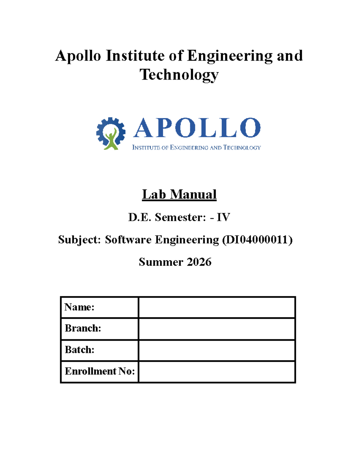 SE Lab Manual: Software Engineering Models & SRS Documentation - Studocu