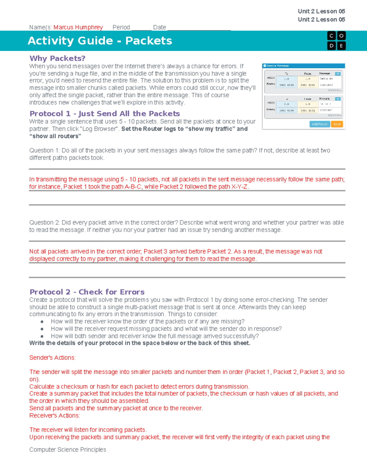 Activity Guide - Packets - Unit 2 Lesson 05 - Unit 2 Lesson 05 Unit 2 ...