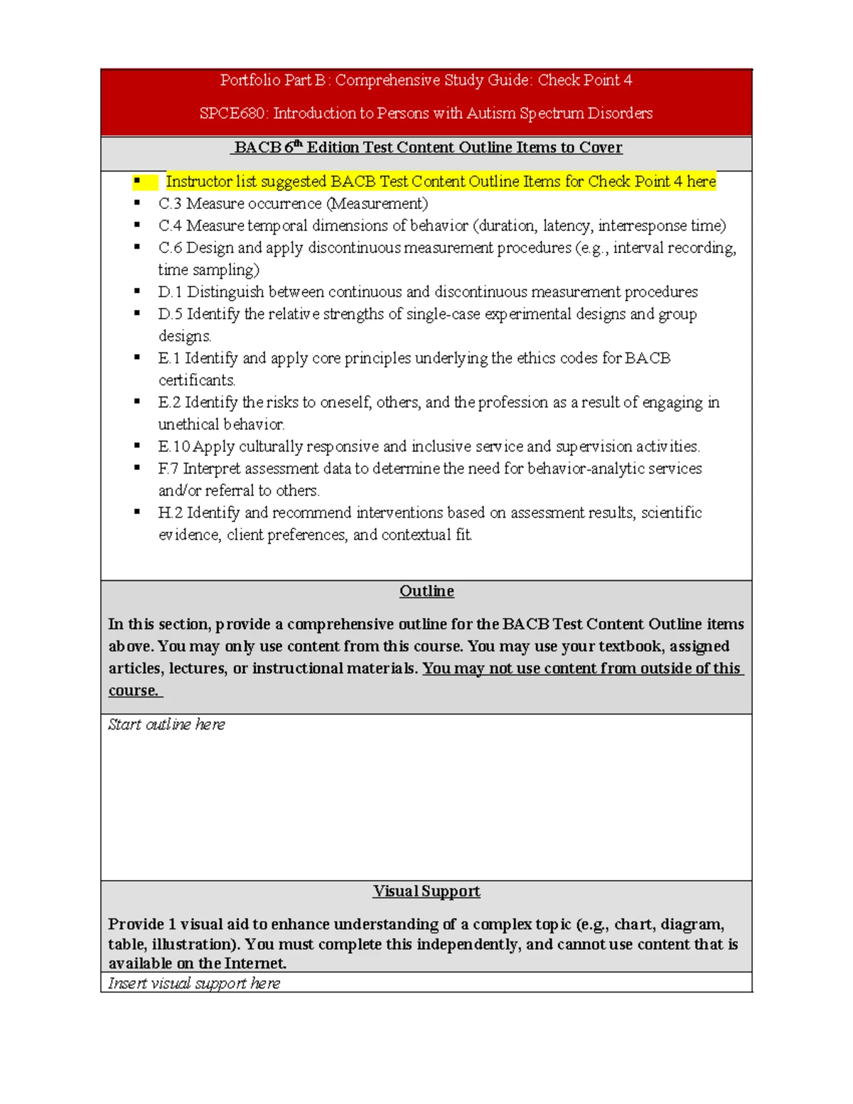 SPCE_609_ Portfolio Part B: Comprehensive Study Guide for BACB Exam ...