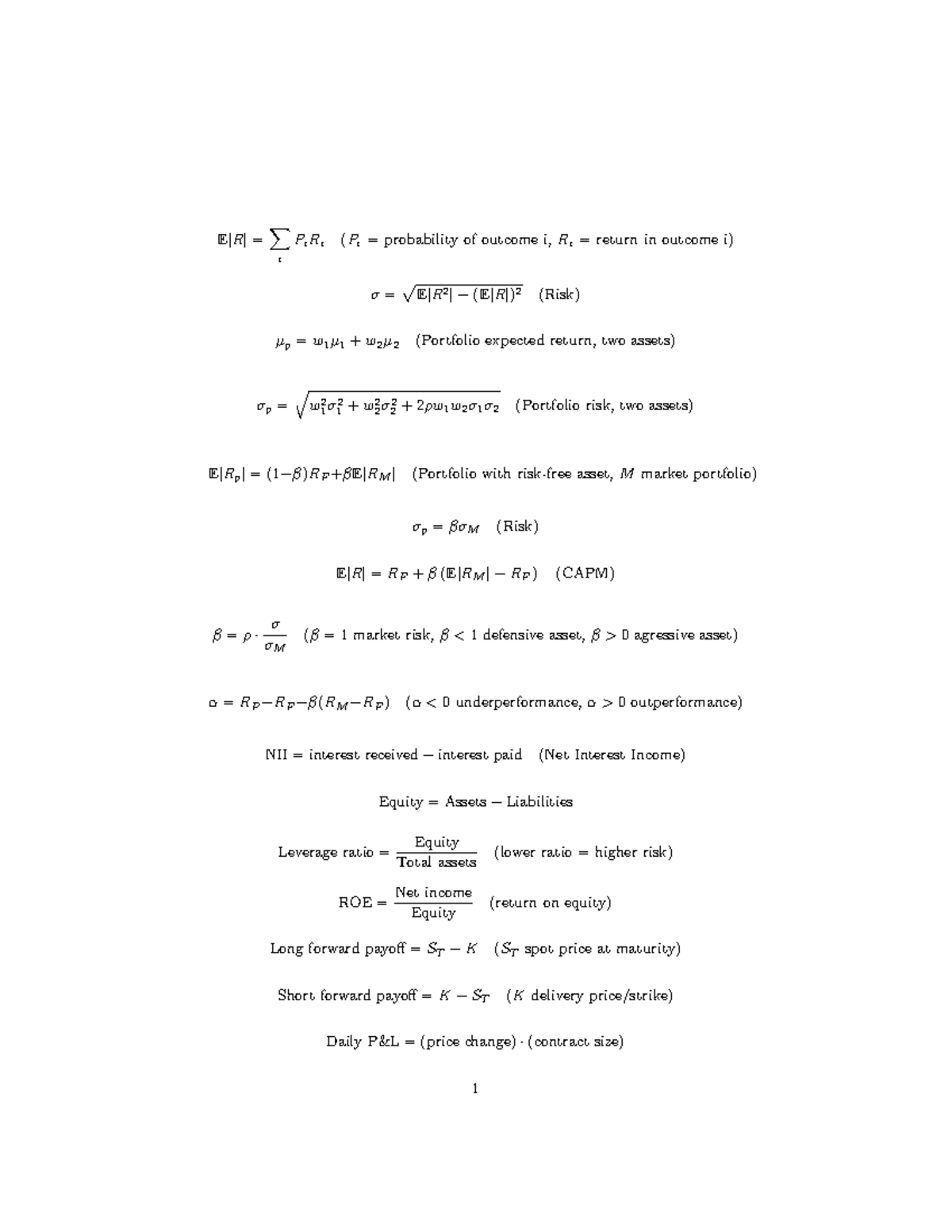 Risk Management Formulas: Portfolio, CAPM, and Greeks Analysis ...