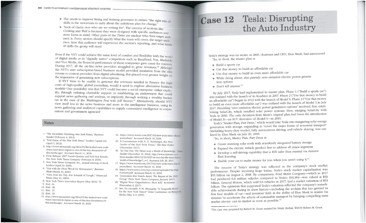 Case 12 - Tesla Disrupting the Auto Industry - 502 CASES TO ACCOMPANY ...