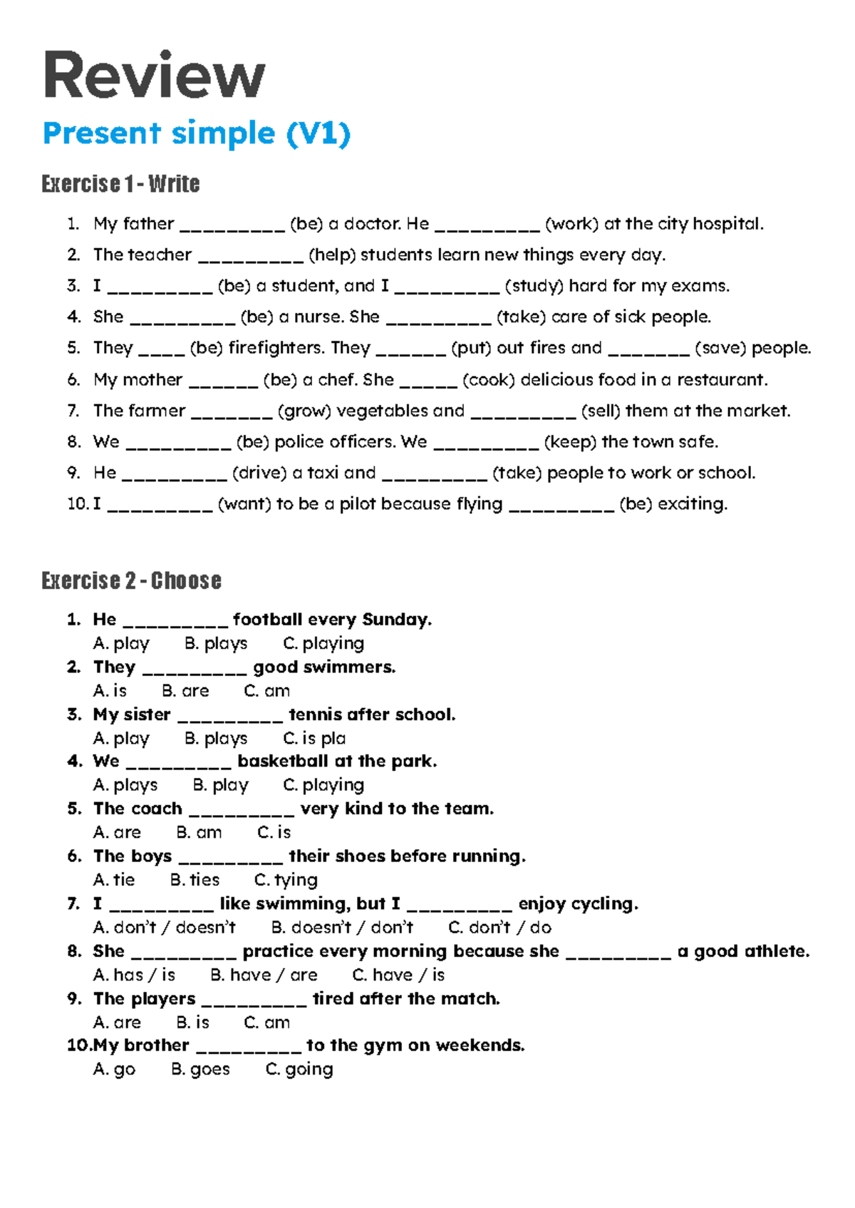 Homework 1 - Present Simple & Continuous Exercises - Studocu