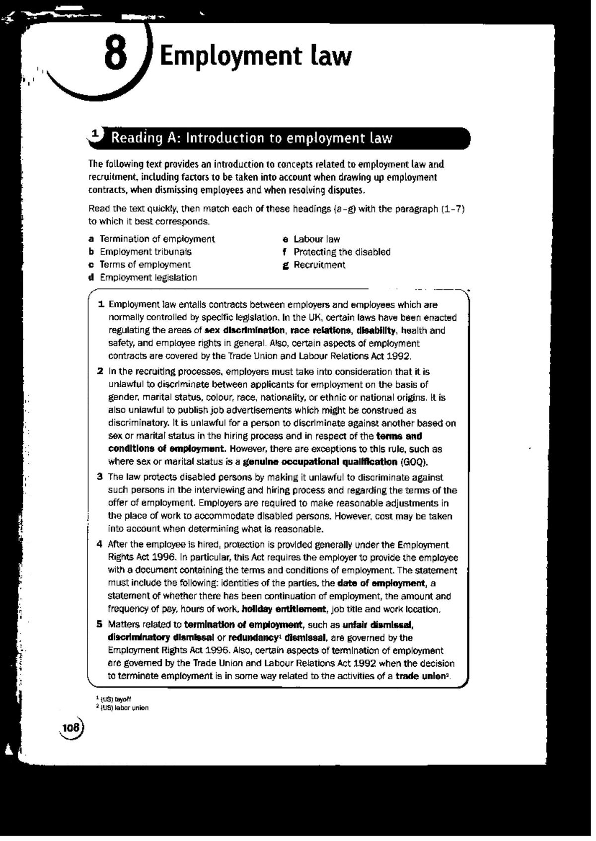 S 108 - Employment Law 1: Intro to Employment Law Concepts - Studocu