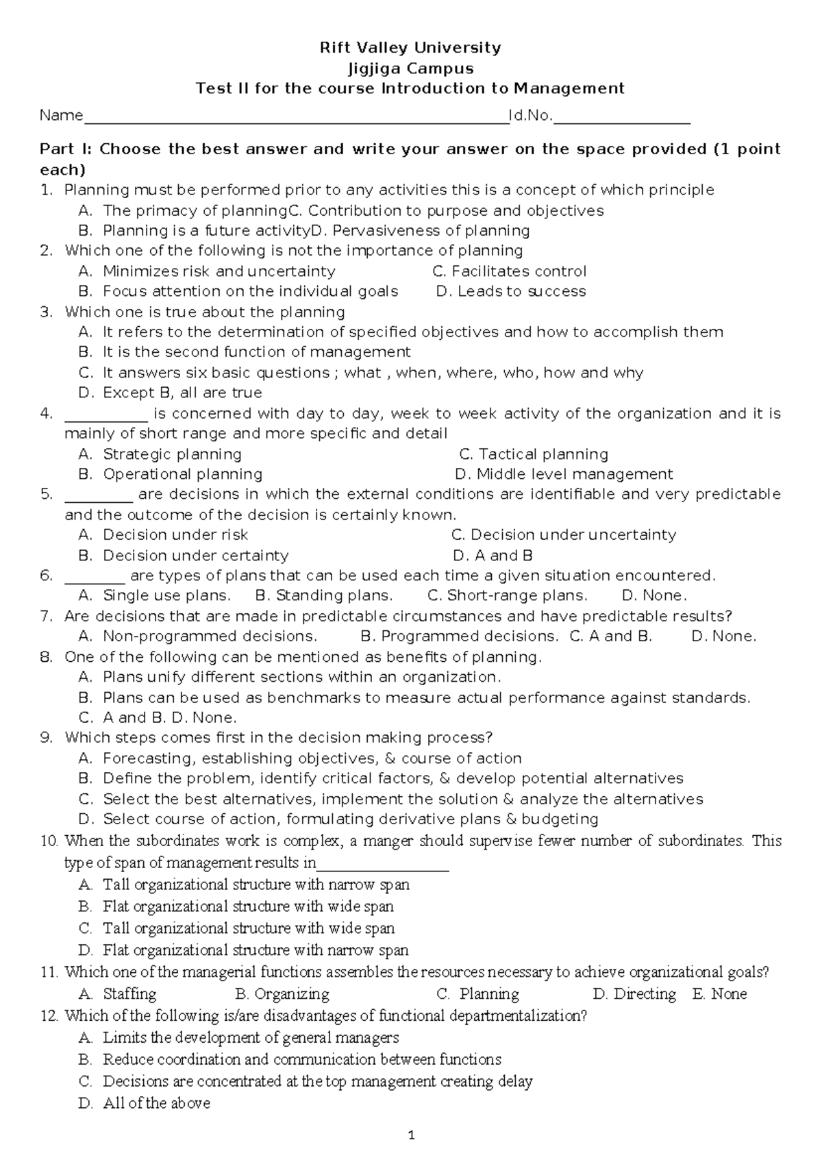 T2 RV - Lecture Notes on Introduction to Management Test II - Studocu