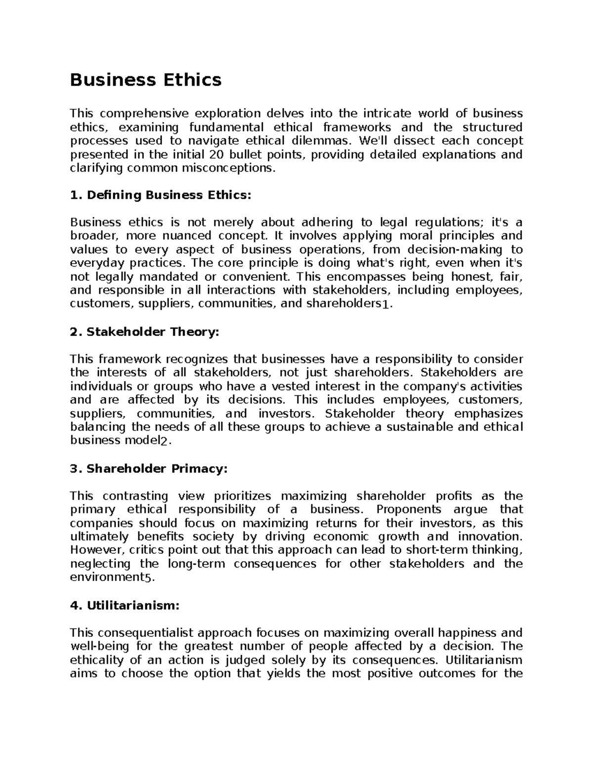 Business Ethics Midterm Pointers: Key Concepts & Ethical Frameworks ...