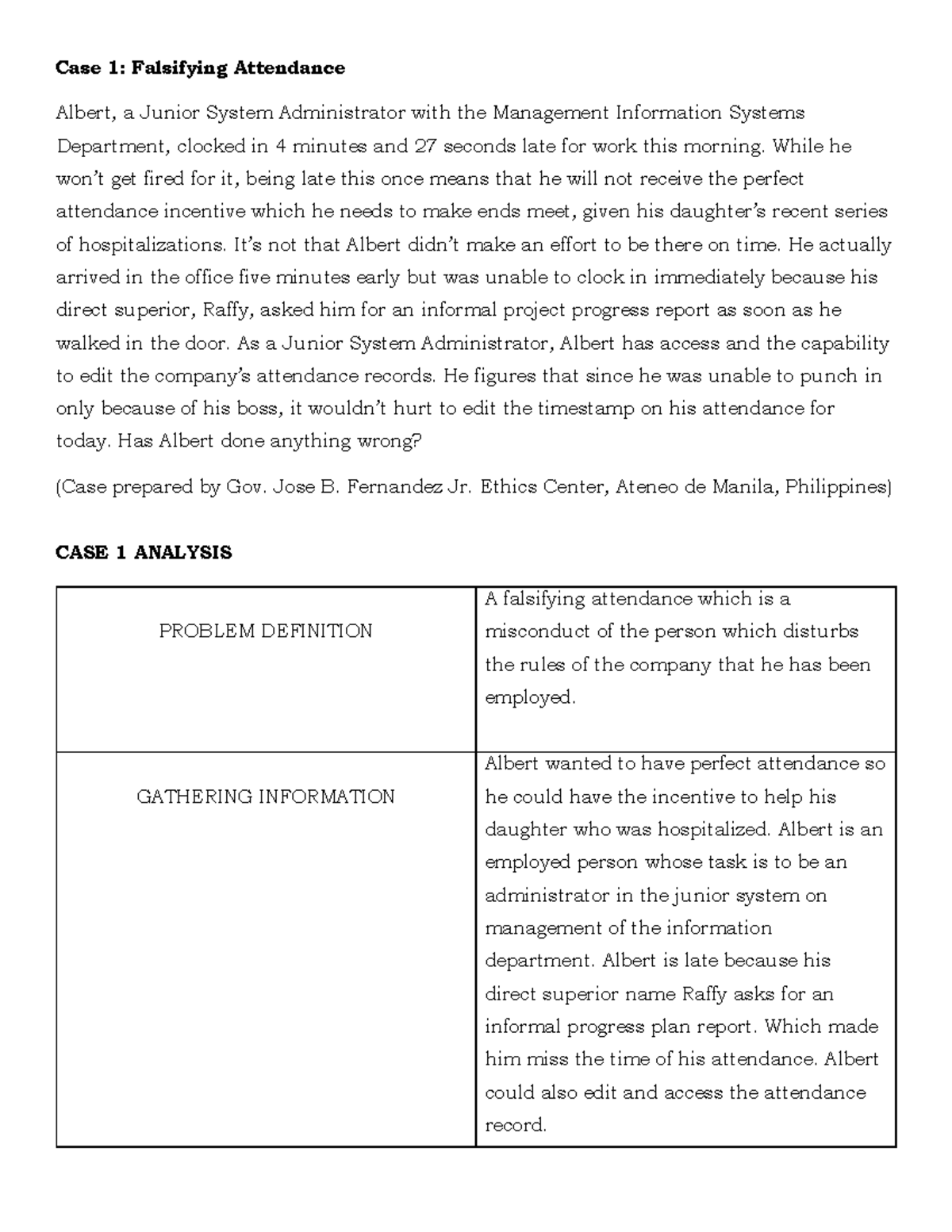 CASE Study Analysis 1-6 (B.E MINI PT): Ethical Dilemmas in the ...