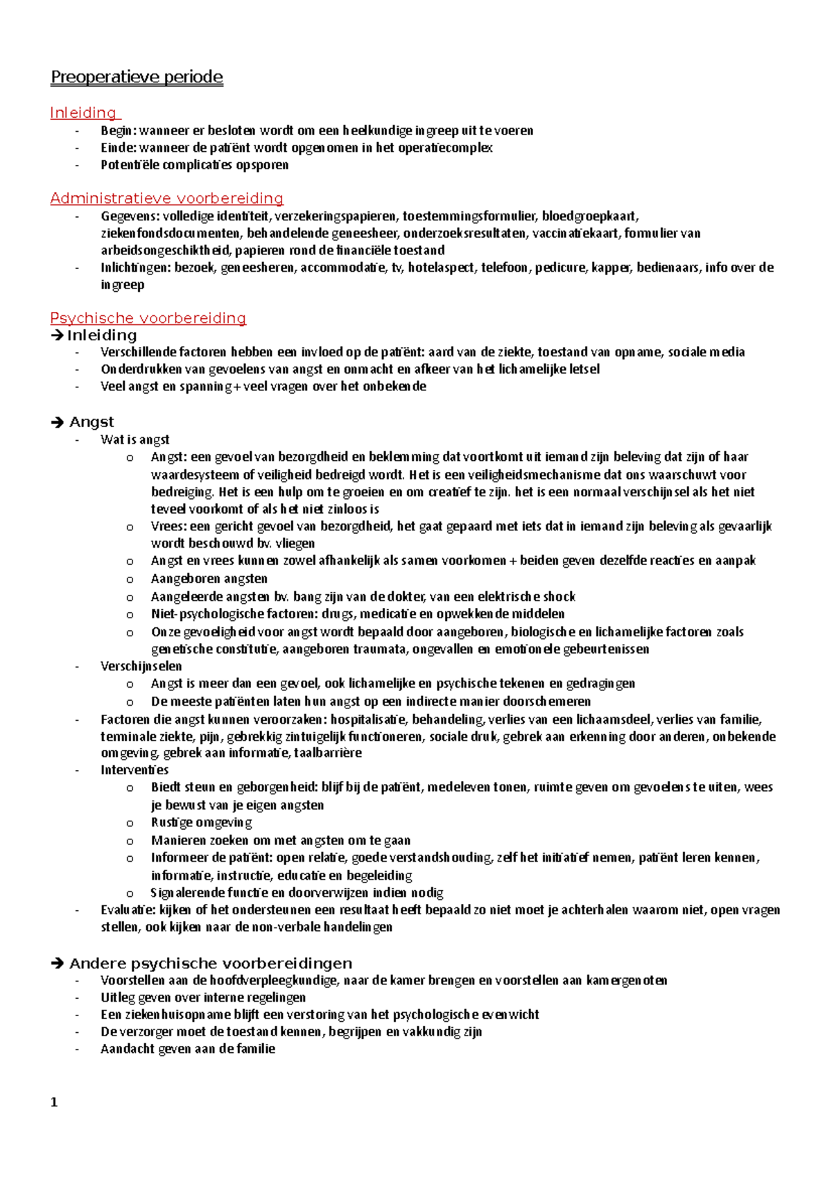 Samenvatting-laatste-deel gyneacologie - Preoperatieve periode ...