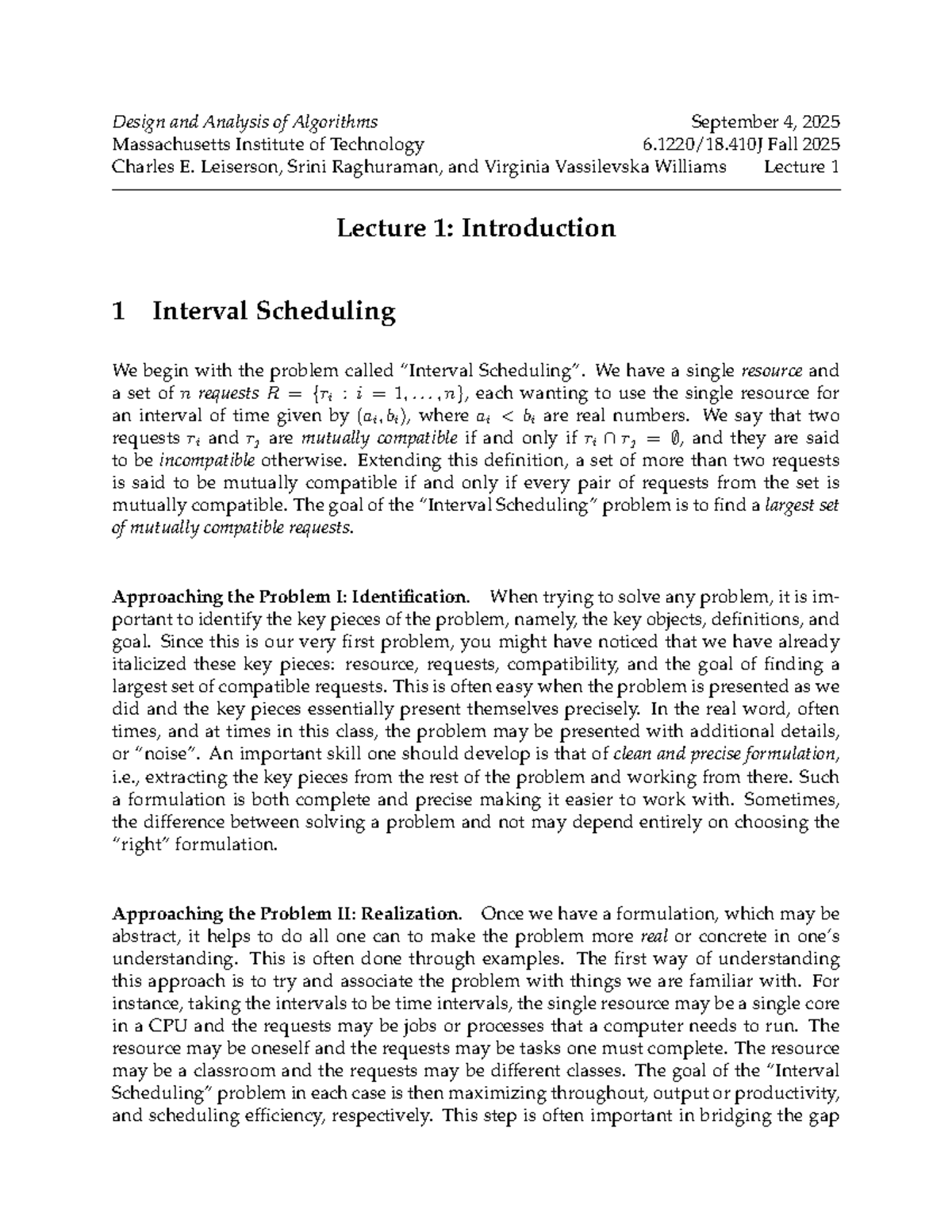 L01: Introduction to Design and Analysis of Algorithms - Lecture 1 ...