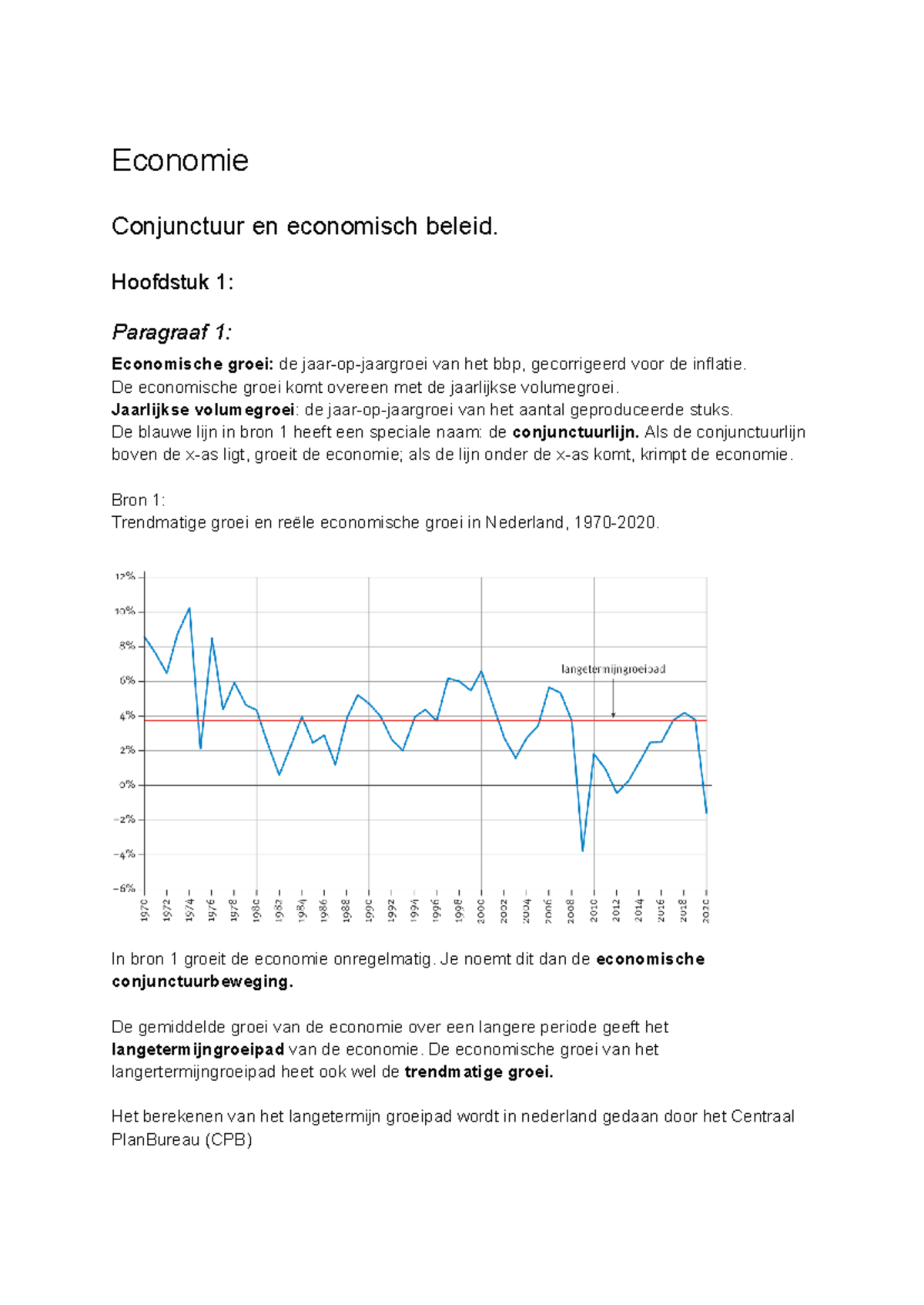Economie - Hoofdstuk over Conjunctuur en Economisch Beleid - Studeersnel