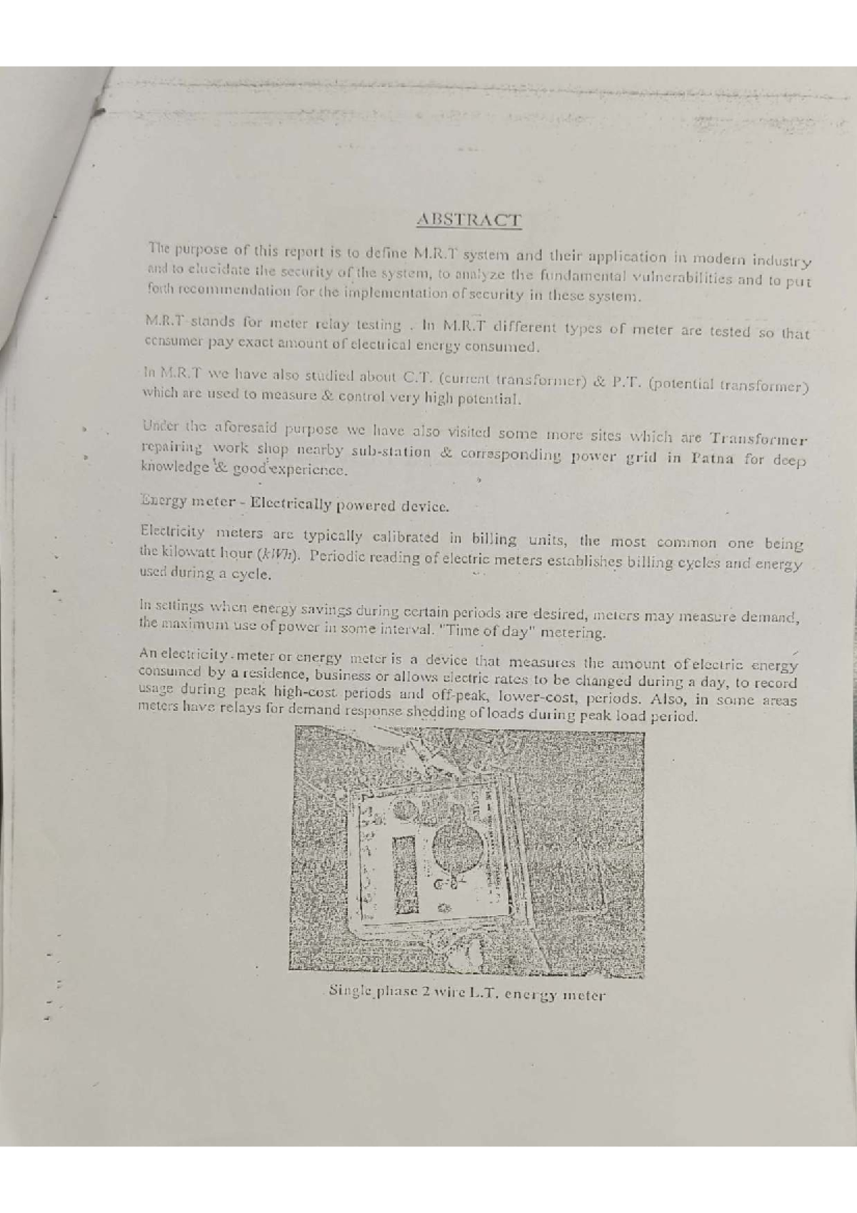 M.R.T System Applications and Security Analysis - Substation Report ...