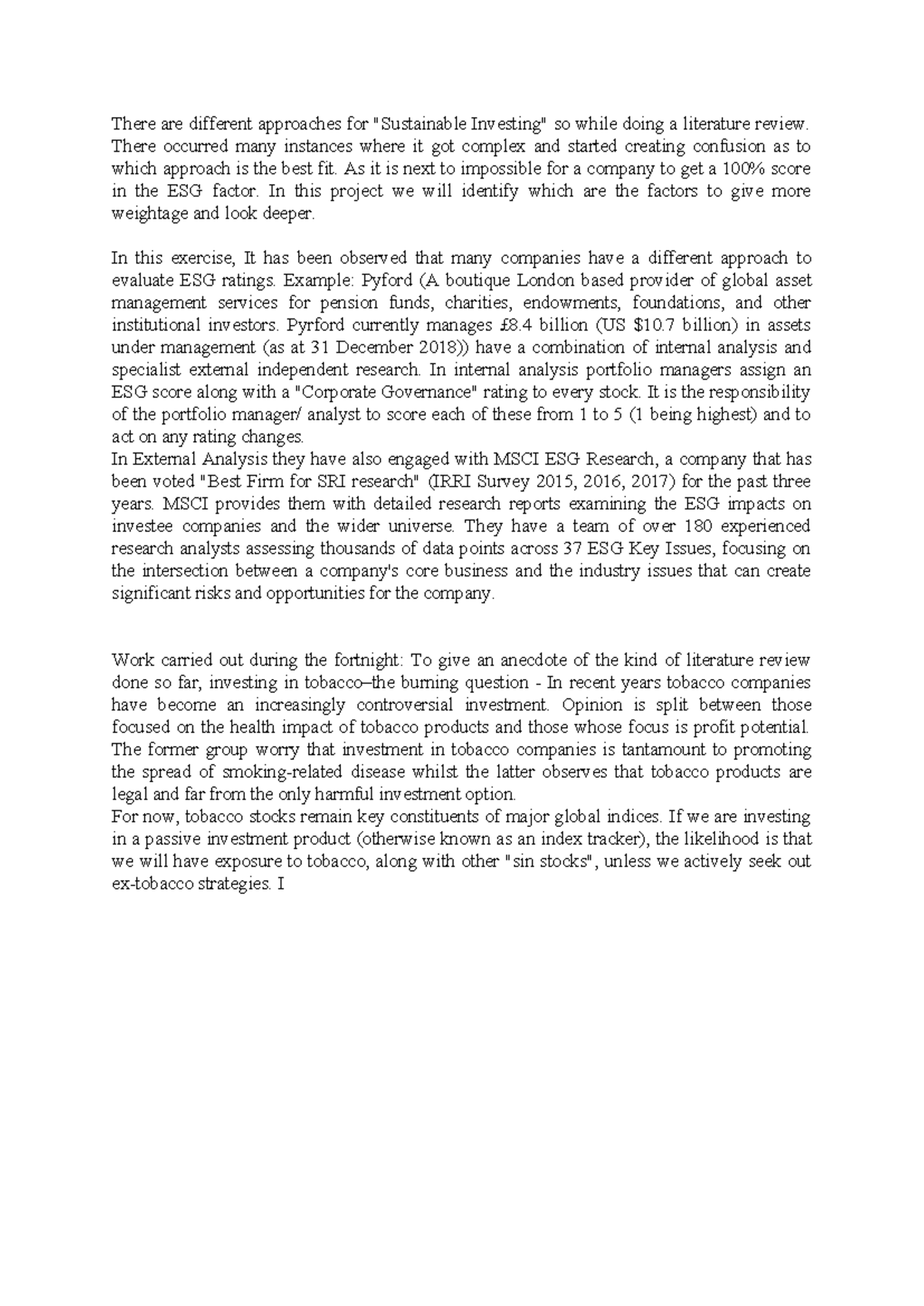 Sustainable Investing Approaches: An In-Depth Literature Review Essay ...
