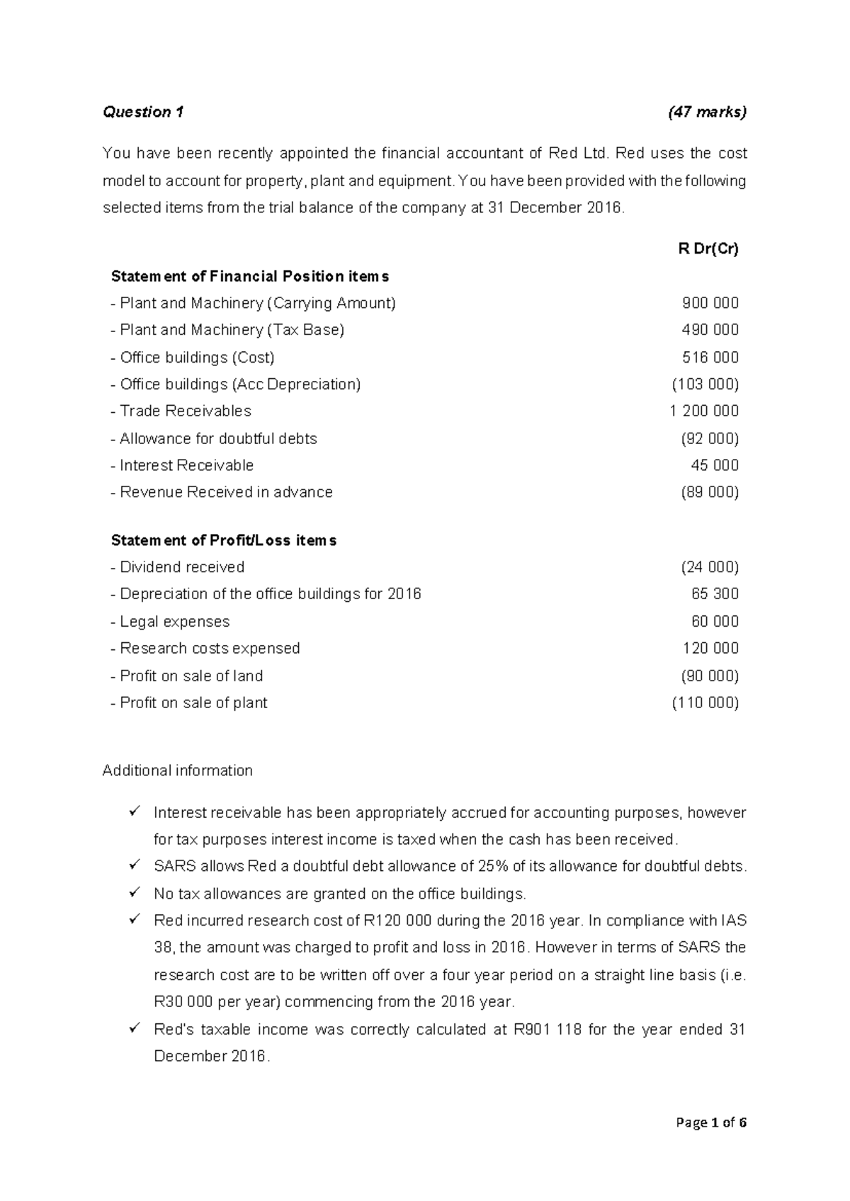 DT Rutorial - Practice Questions on Deferred Tax (47 Marks) - Studocu