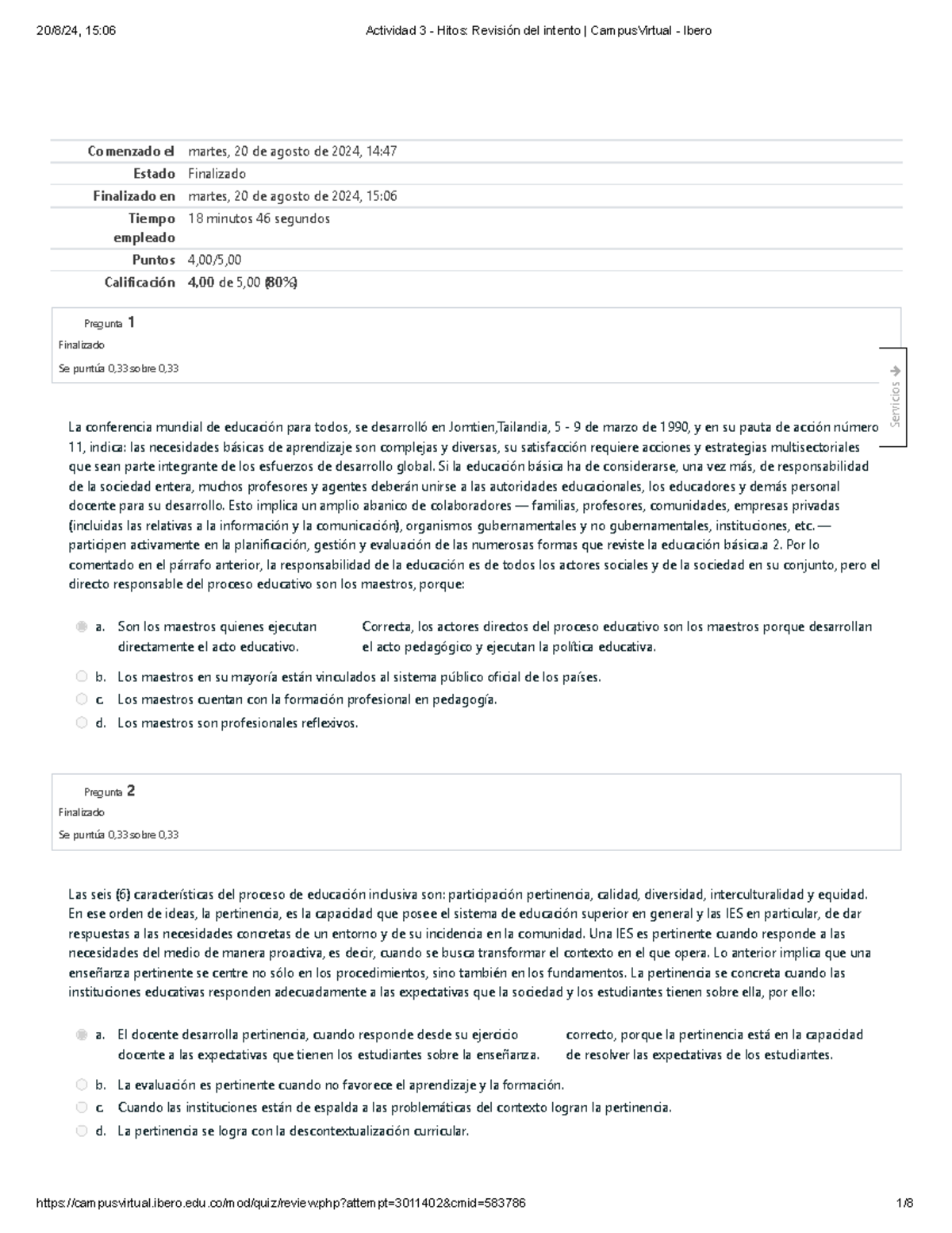 Actividad 3 - Hitos en la Revisión del Intento en Campus Virtual - Ibero - Document Preview