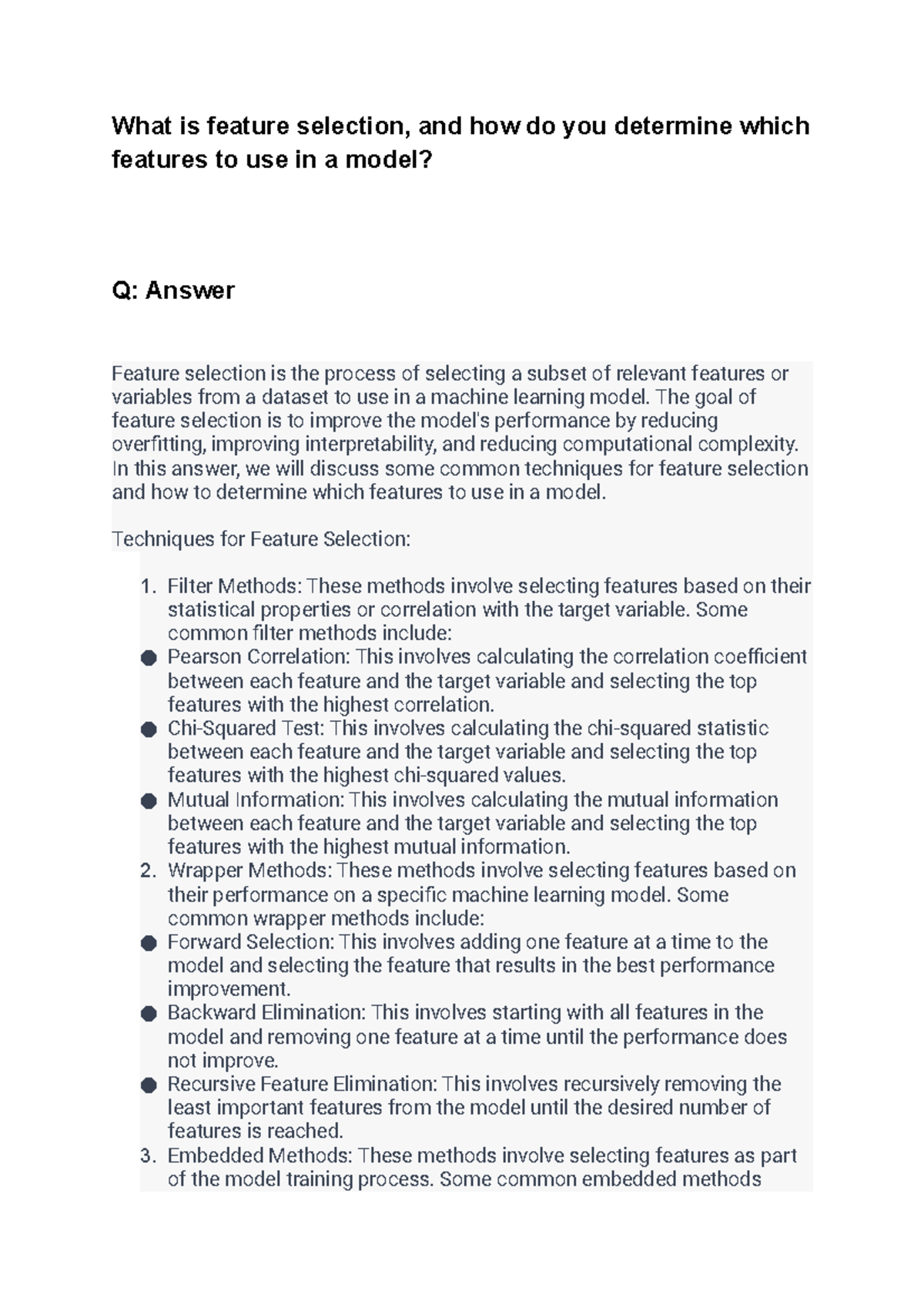 What is feature selection, and how do you determine which features to ...