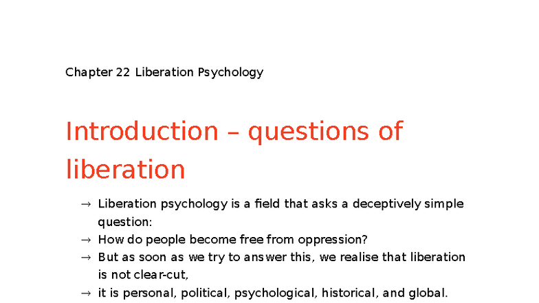 Chapter 22 - Liberation Psychology: Key Concepts and Critical Insights ...