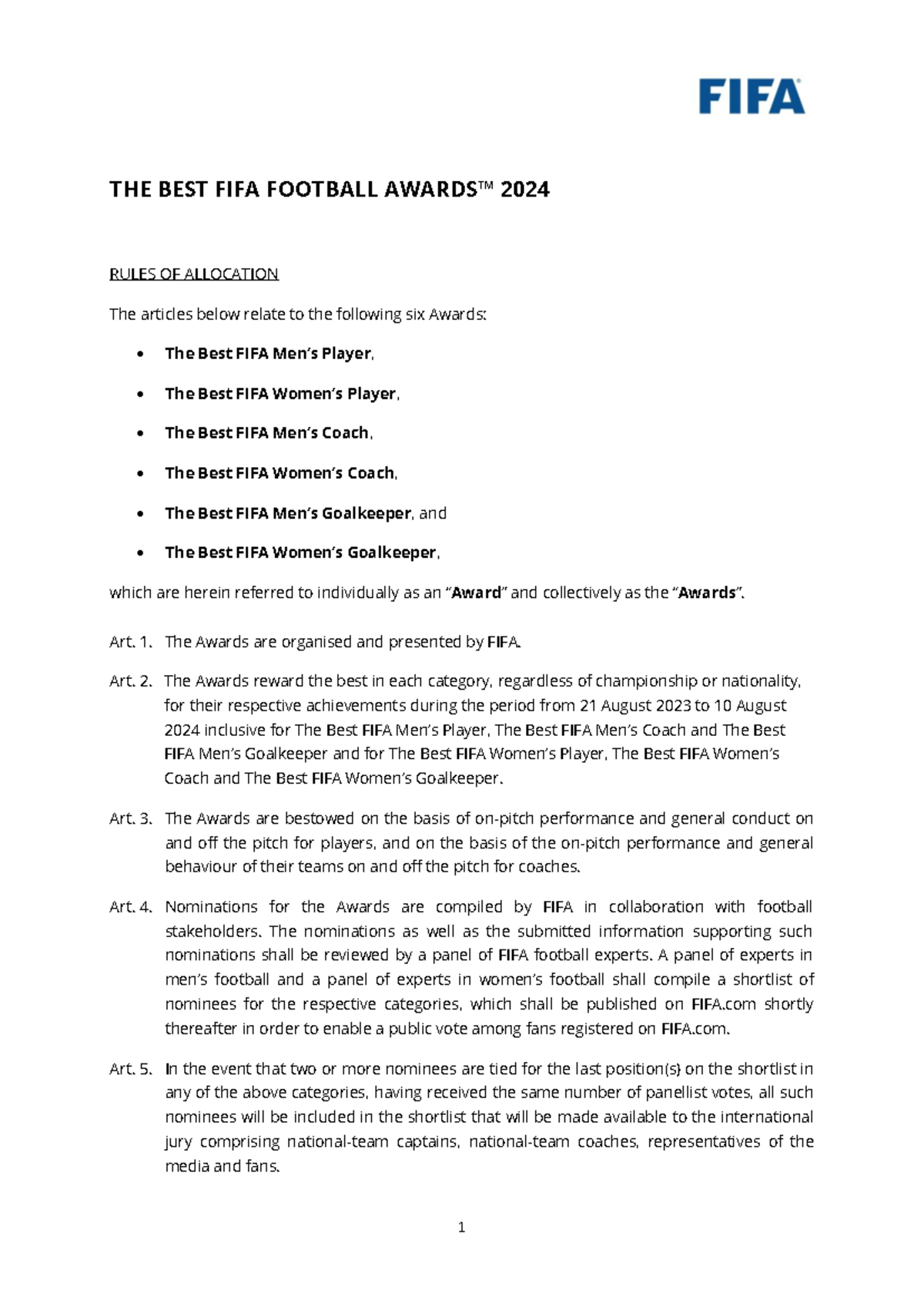 Fifa Football Rules 2024