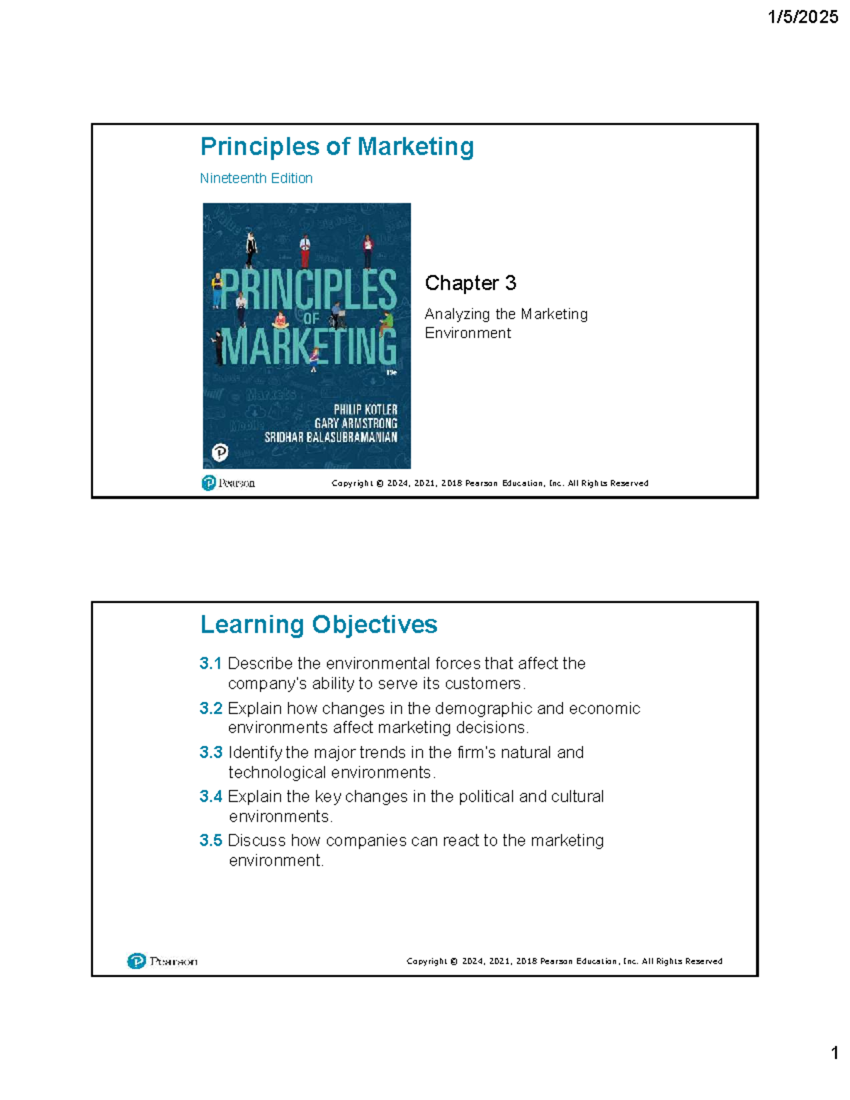 Principles of Marketing (MKT 101) Chapter 3: Analyzing the Marketing ...
