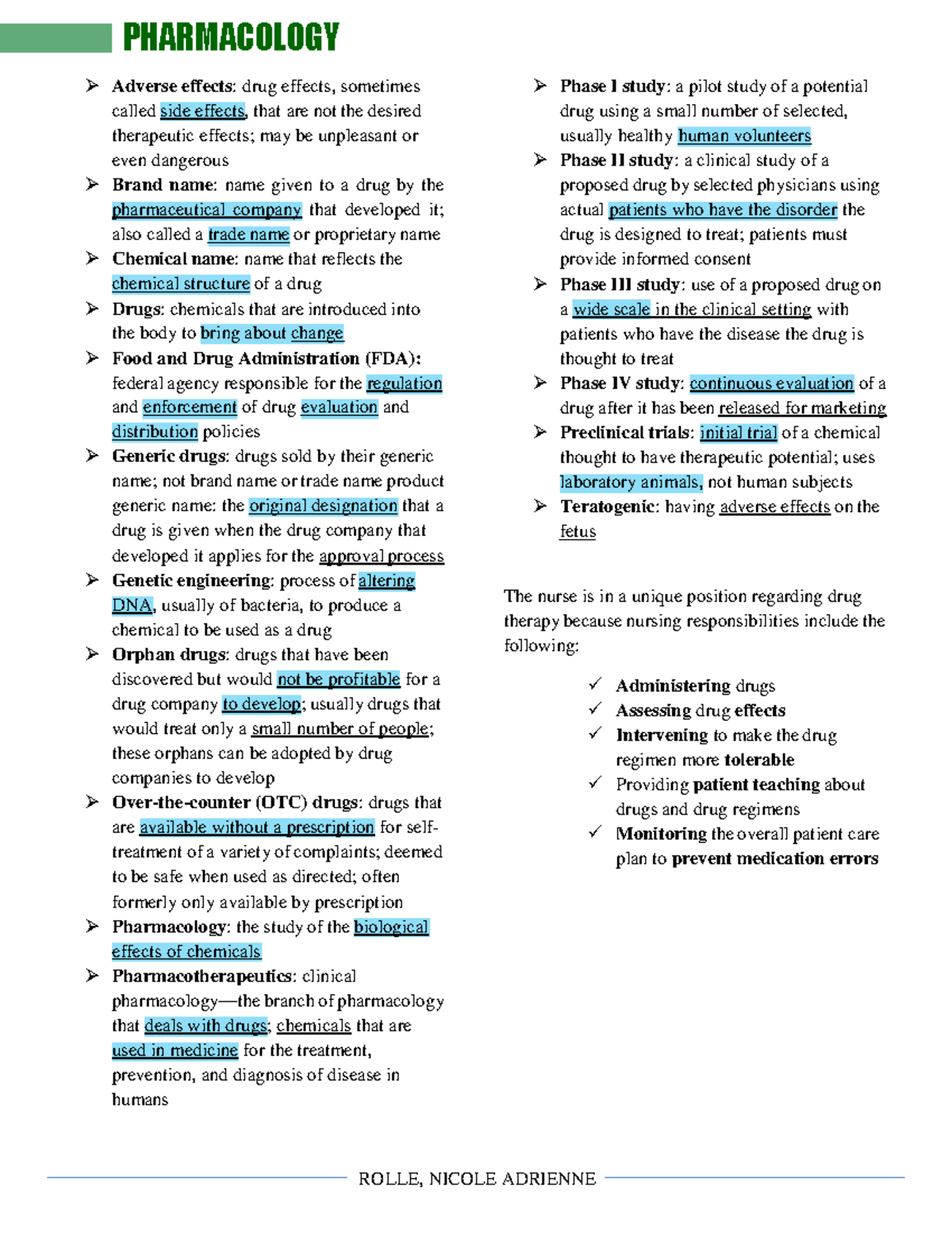 Pharm Short Guide - Adverse effects: drug effects, sometimes called ...