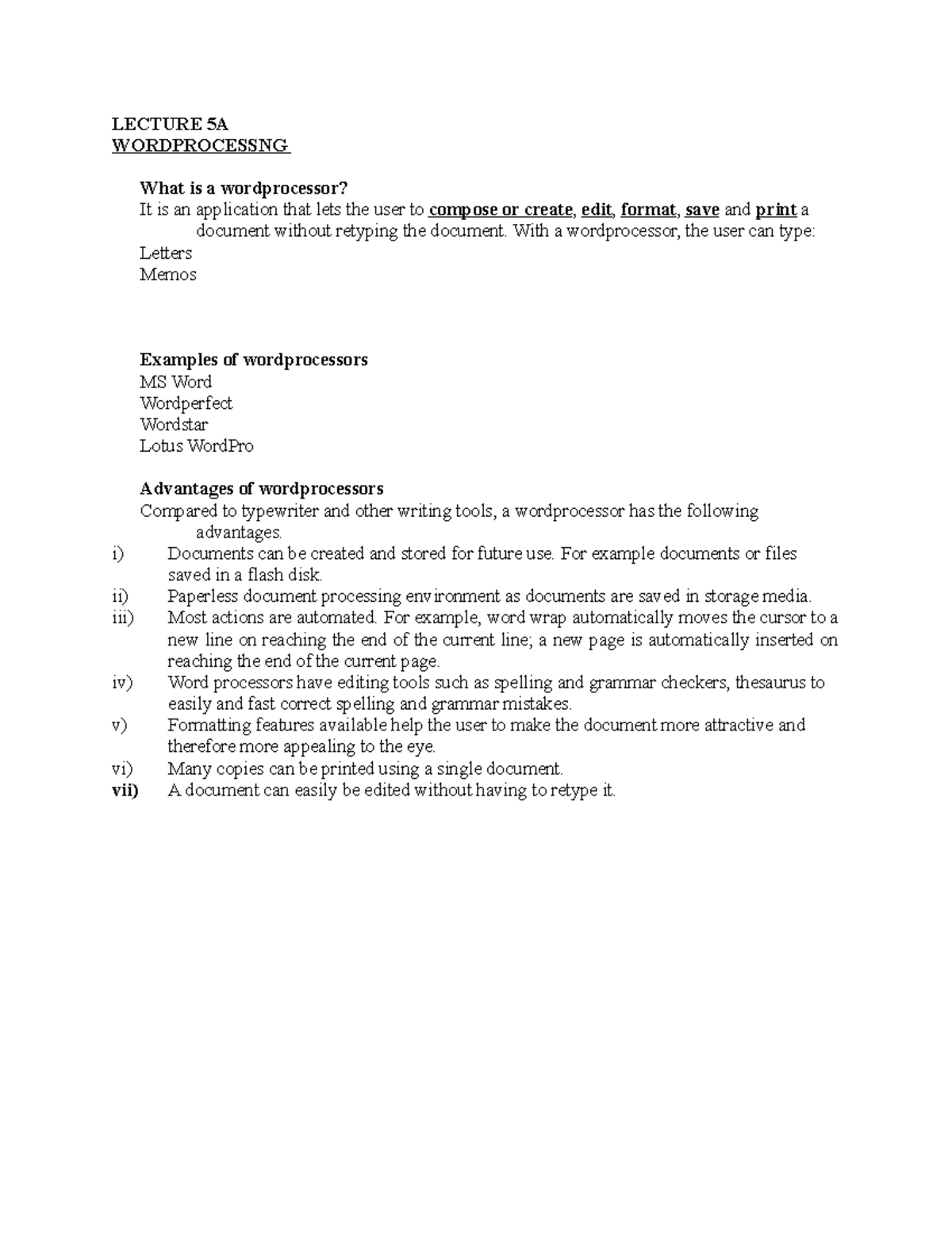 COMP225 LECTURE 5A: WORD Processing Concepts and Applications - Studocu