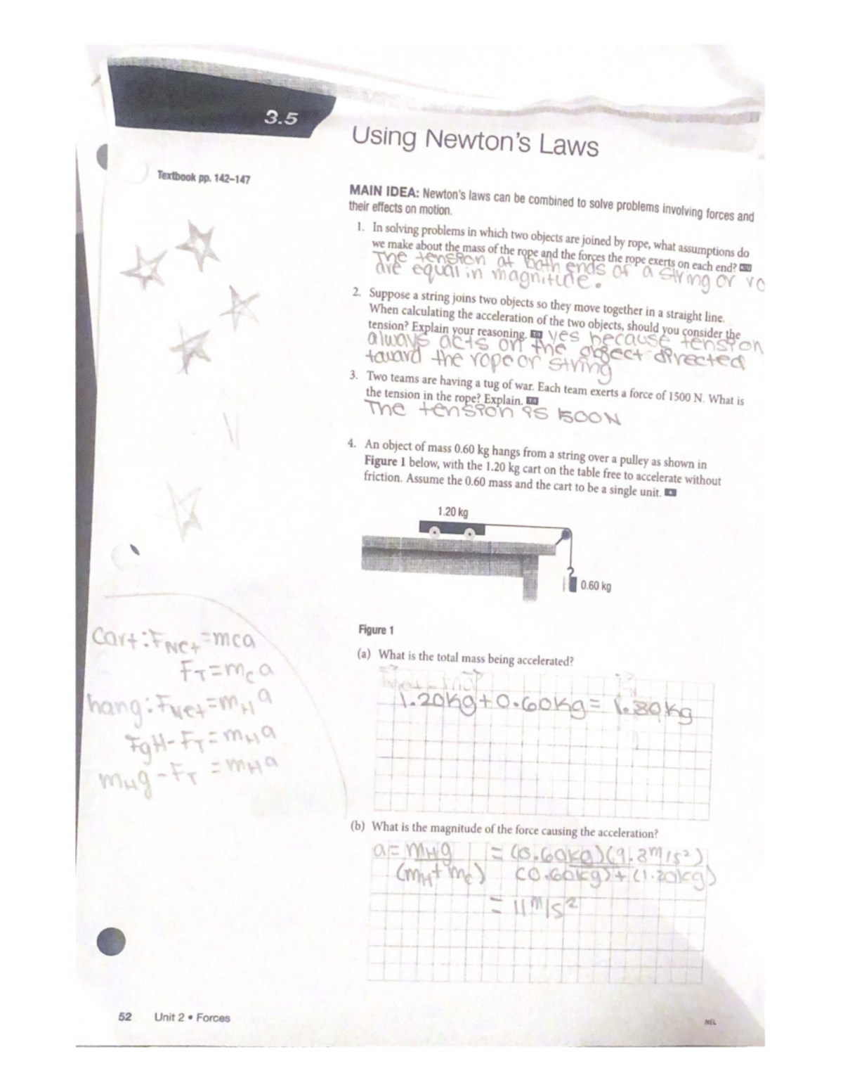 Using Newton's Laws - IN CLASS ASSIGNMENT (Unit 2 Forces) - Studocu