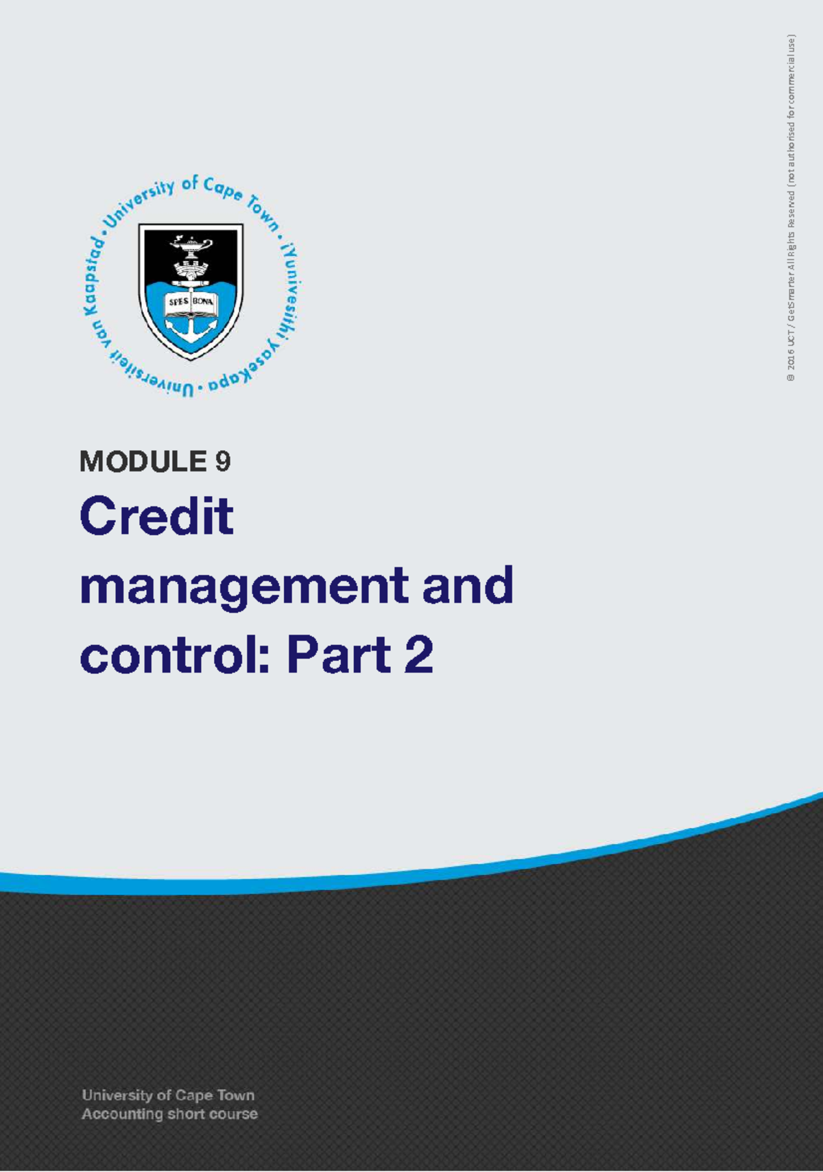 UCT ACC Module 9 – Credit Management and Control Notes Part 2 - Studocu