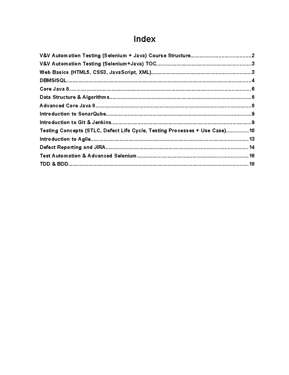 Vn V-Automation Testing (Selenium + Java) Course Structure & TOC - Studocu