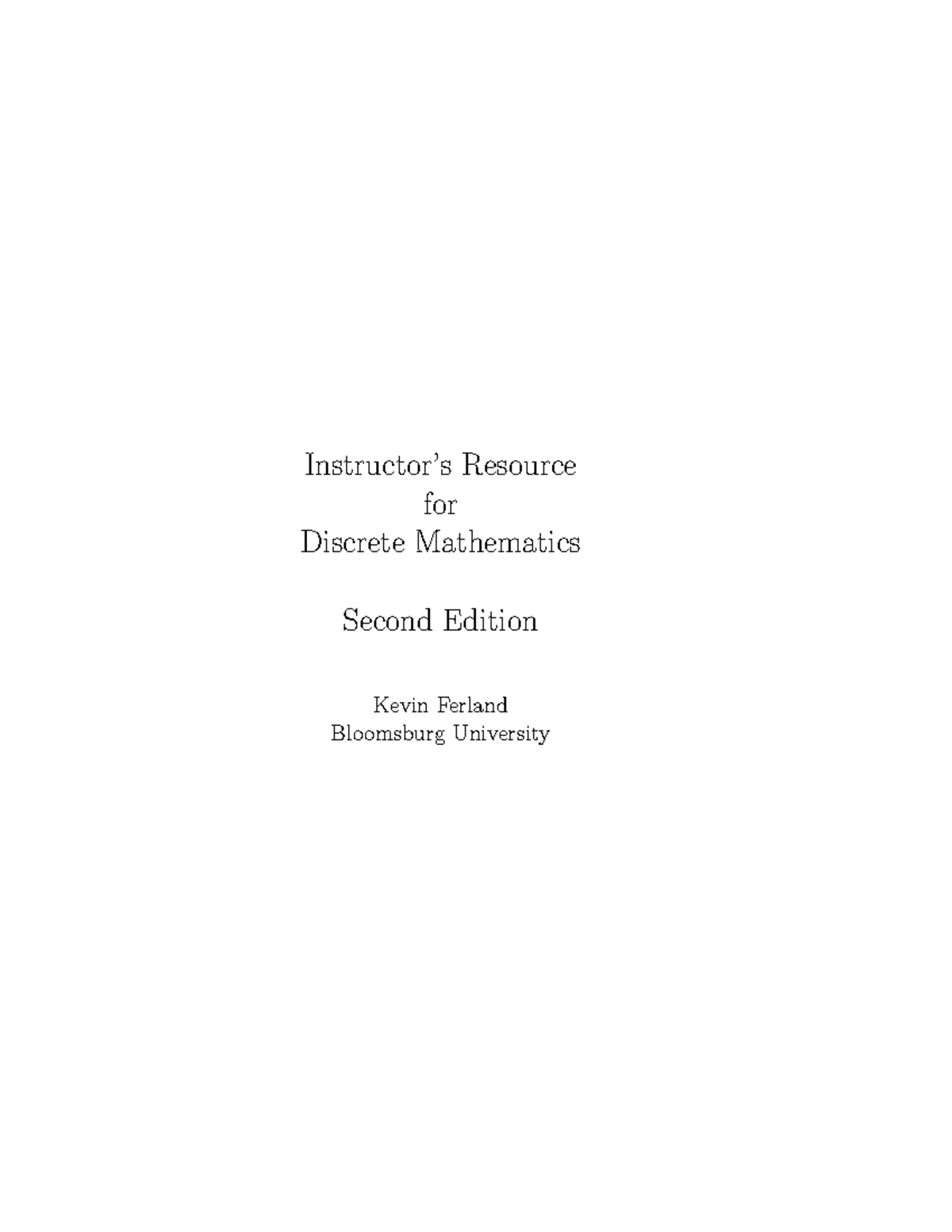 Discrete Lecture Notes Chapter 2 - Instructor’s Resource for Discrete ...