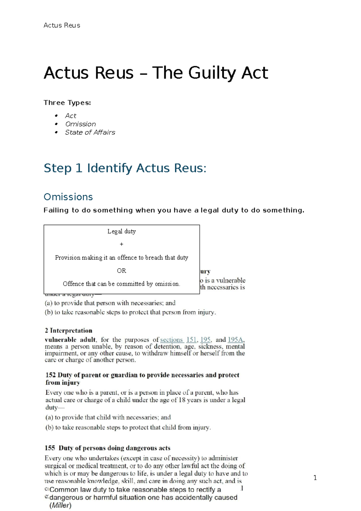 Actus Reus Cheat Sheet: Understanding the Guilty Act and Its Types ...