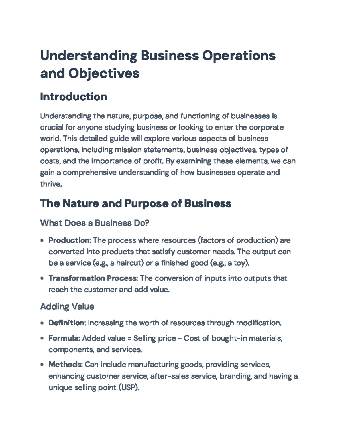 Understanding Business Operations and Objectives - A Comprehensive ...