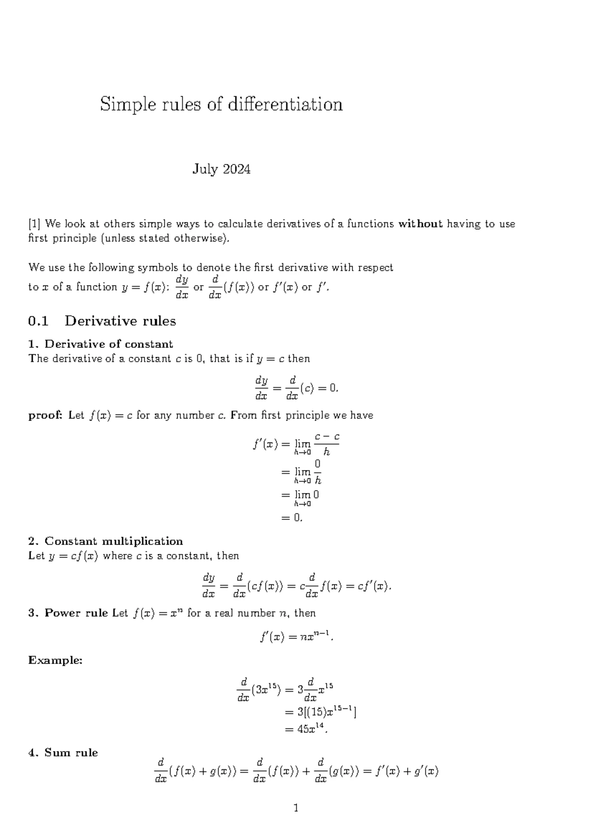 Method of Direct Integration - Worksheet 1.1 (Math 101) - Studocu