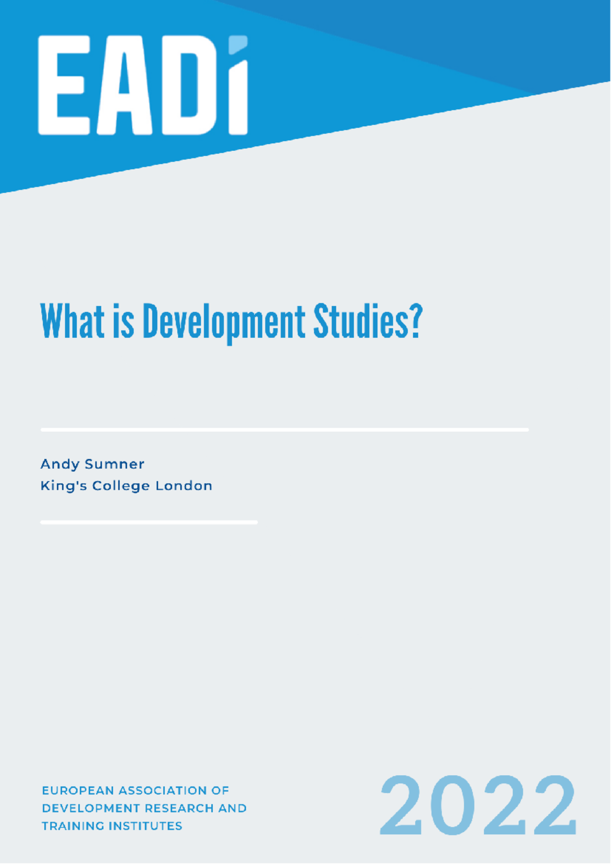 What is Development Studies? A Typology of Contemporary Approaches (DS ...