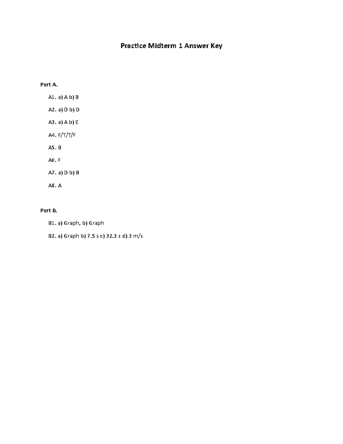 PHYS100 MT1 practice Answer Key - PHYS 100 - Practice Midterm 1 Answer ...
