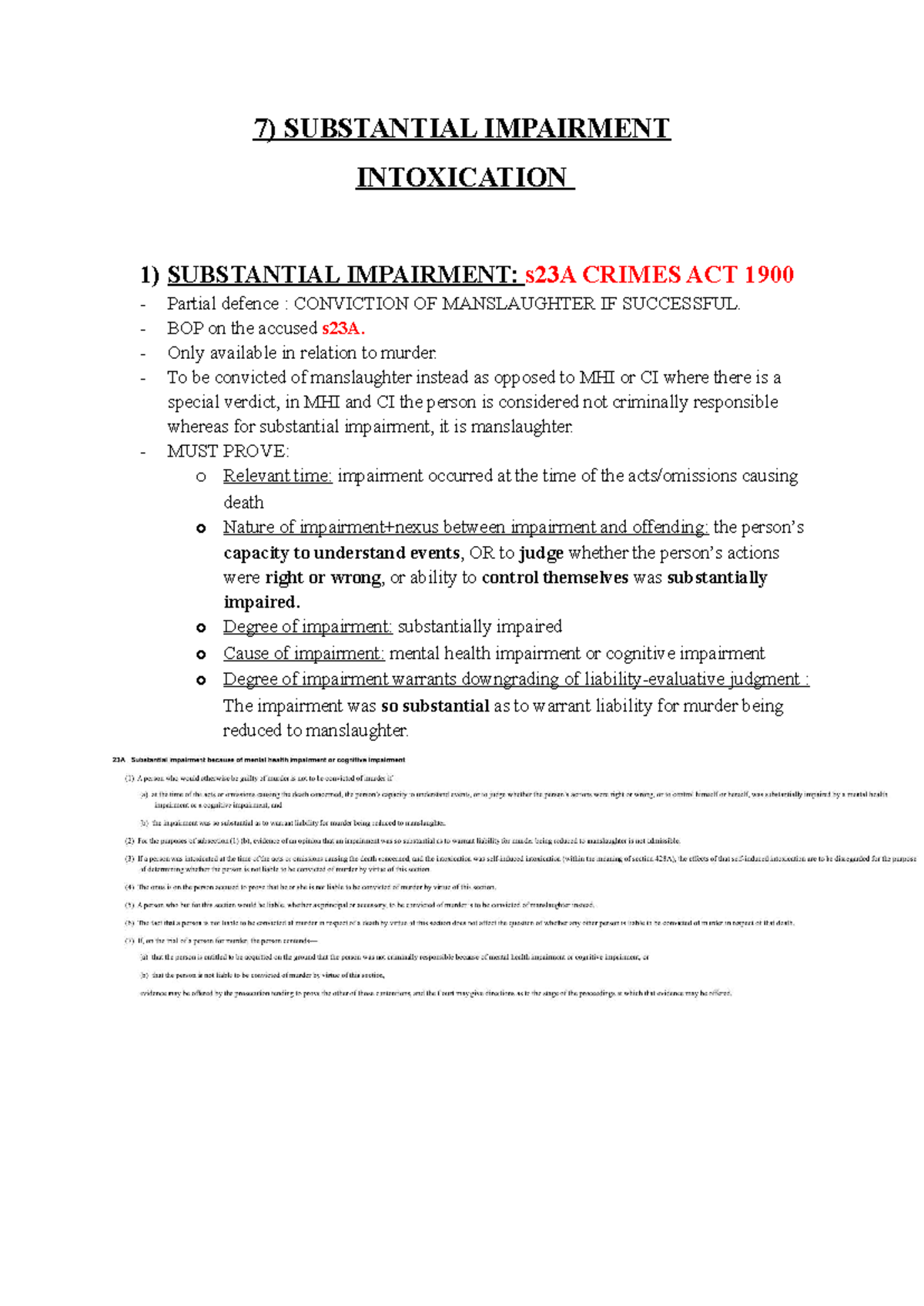 R7 Defences: Substantial Impairment & Intoxication Analysis - Studocu