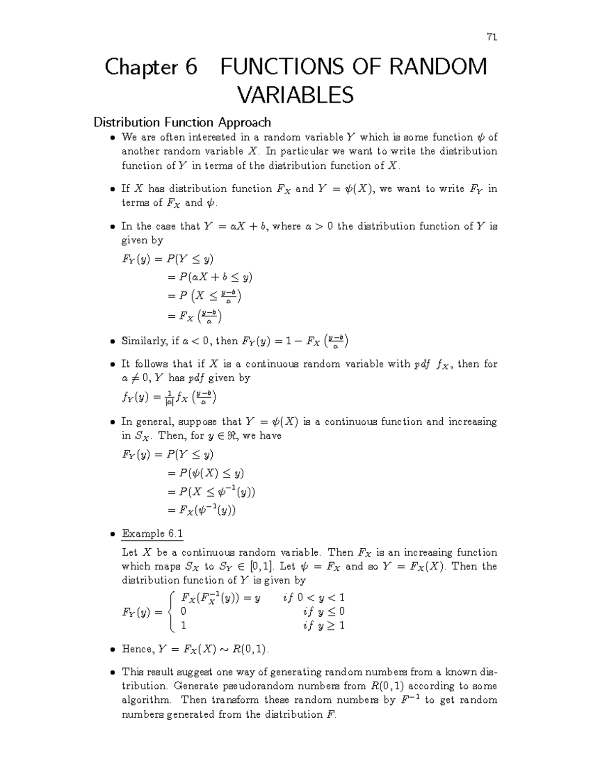 6 Functions of Random Variables - Lecture Notes (Chapter 6) - Studocu