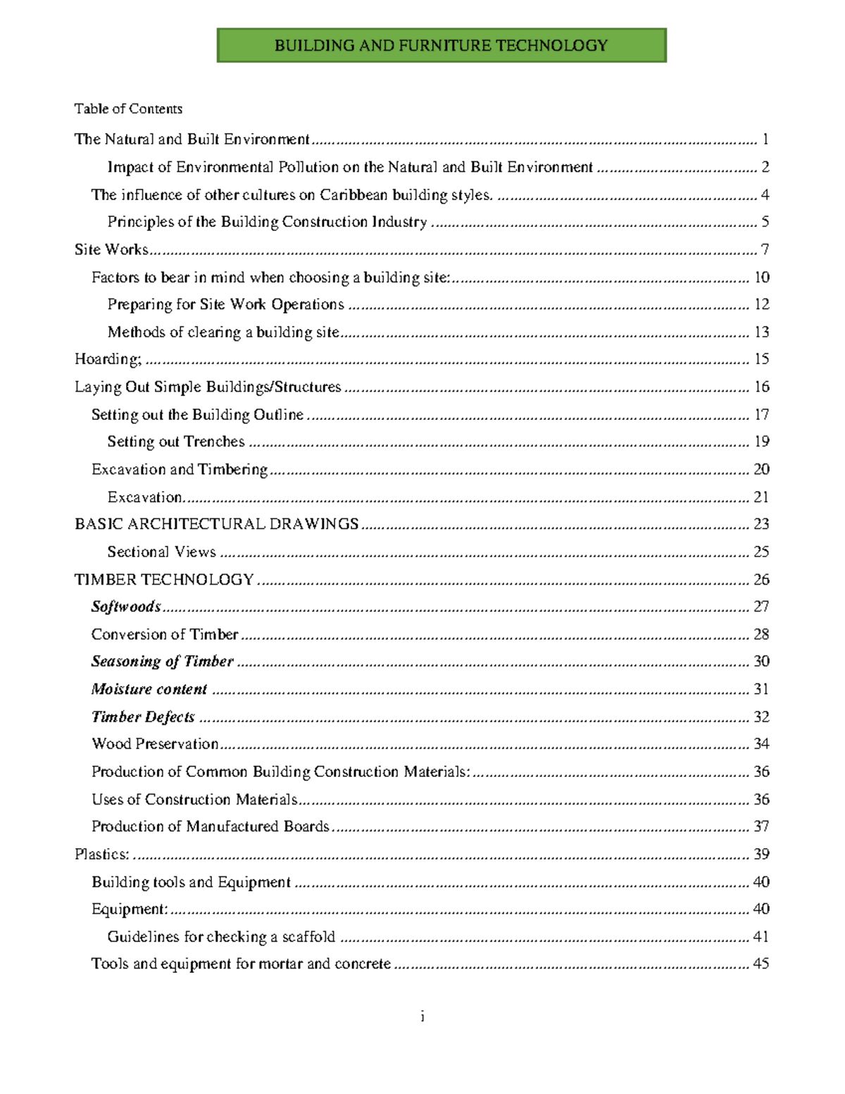 CXC BFT 576314528 Handbook: Building & Furniture Technology Overview - Document Preview