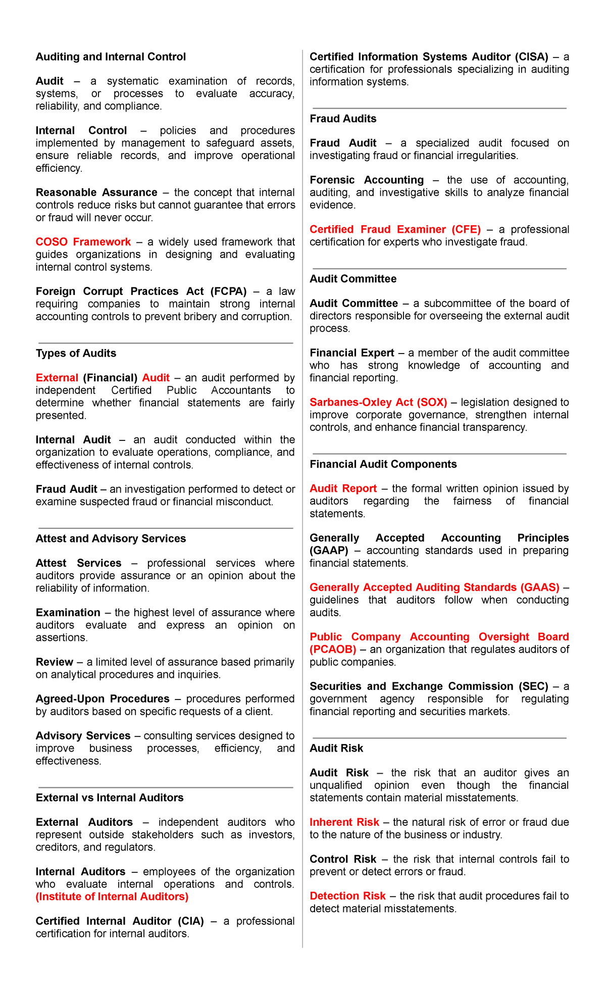 CIS Reviewer: Auditing and Internal Control Overview - Studocu