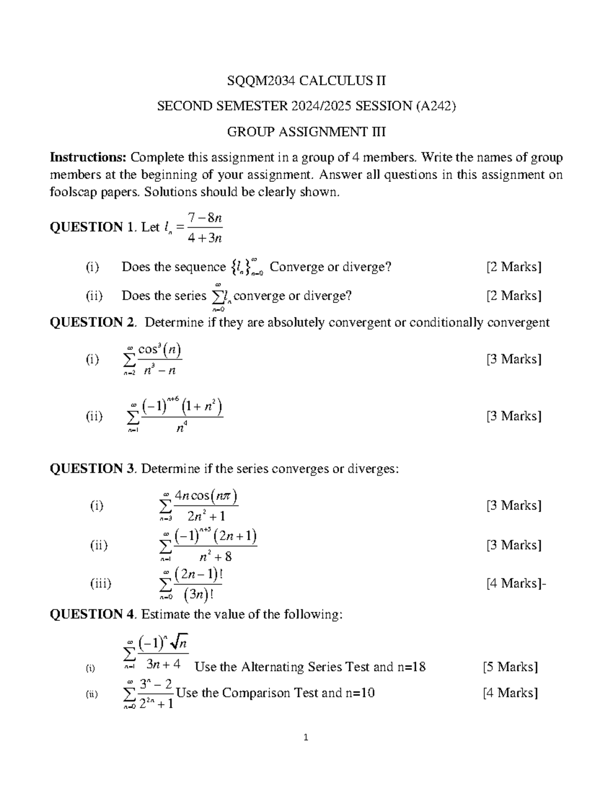 Group Assignment III (SQQM2034 Calculus II) - 1 SQQM2034 CALCULUS II ...