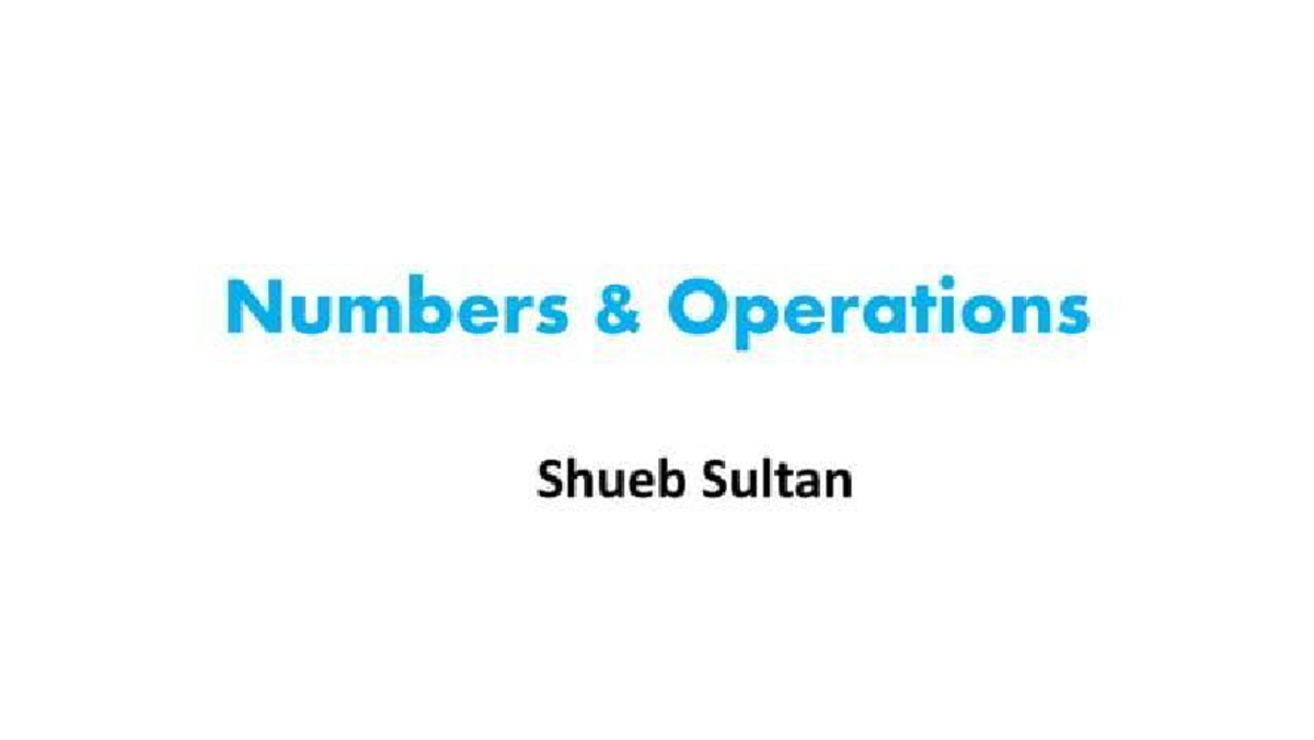 Numeracy Development Week 4: Understanding Number Operations - Studocu