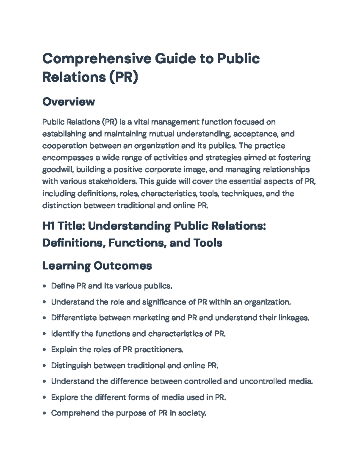 PR 101: Comprehensive Guide to Understanding Public Relations Functions ...