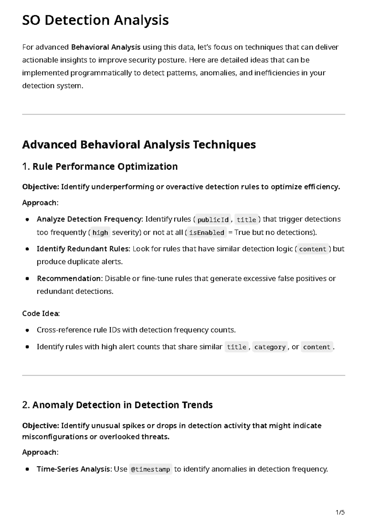 So detection analysis techniques for advanced behavioral analysis - Studocu