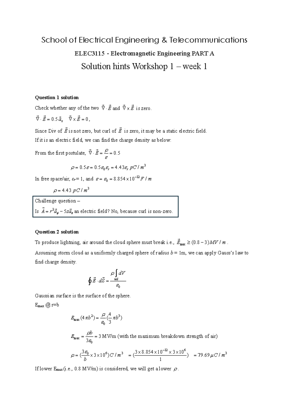 Elec3115 workshop solution 1 2024 - School of Electrical Engineering ...