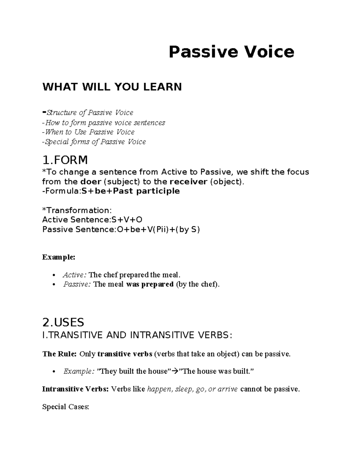 Passive Voice: Understanding Forms, Uses, and Examples - Studocu