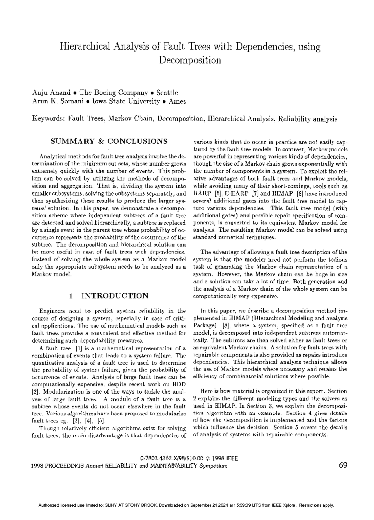 Hierarchical analysis of fault trees with dependencies using ...