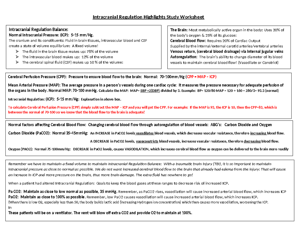 Nursing management and interventions for ICP - exam prep notes - Studocu