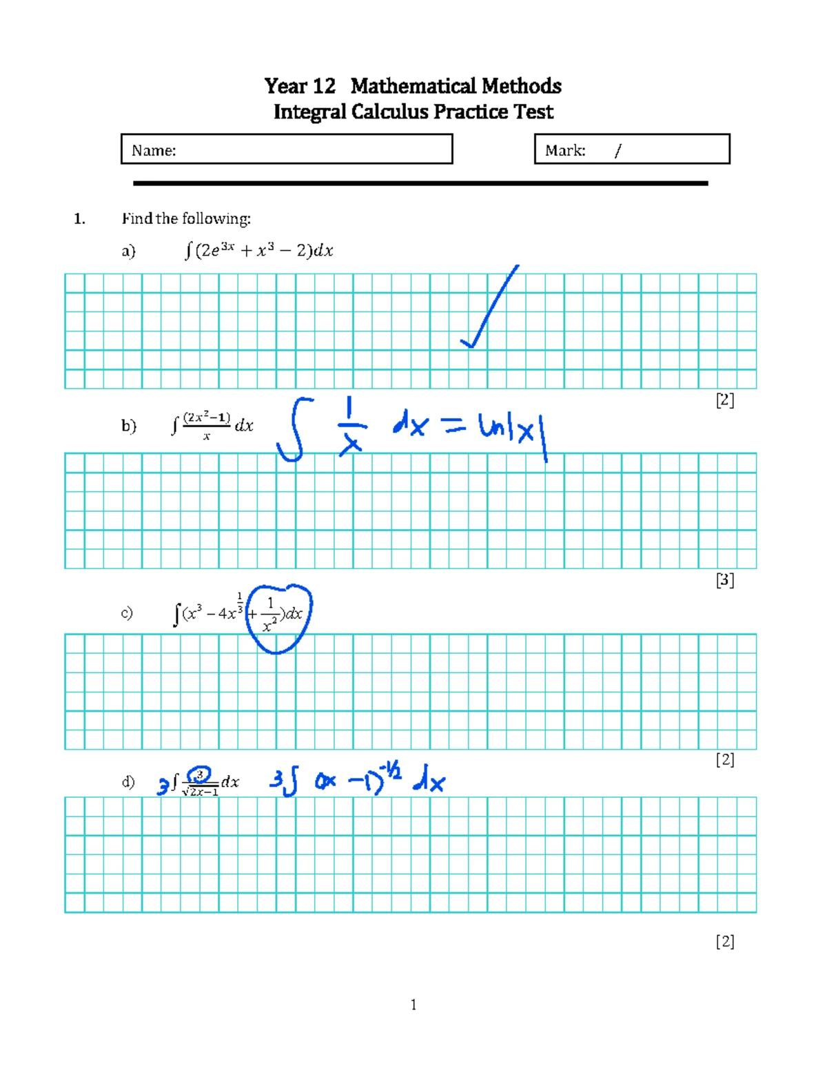 2023 SACE Stage 2 Mathematical Methods SAT 4 Integration Solutions ...