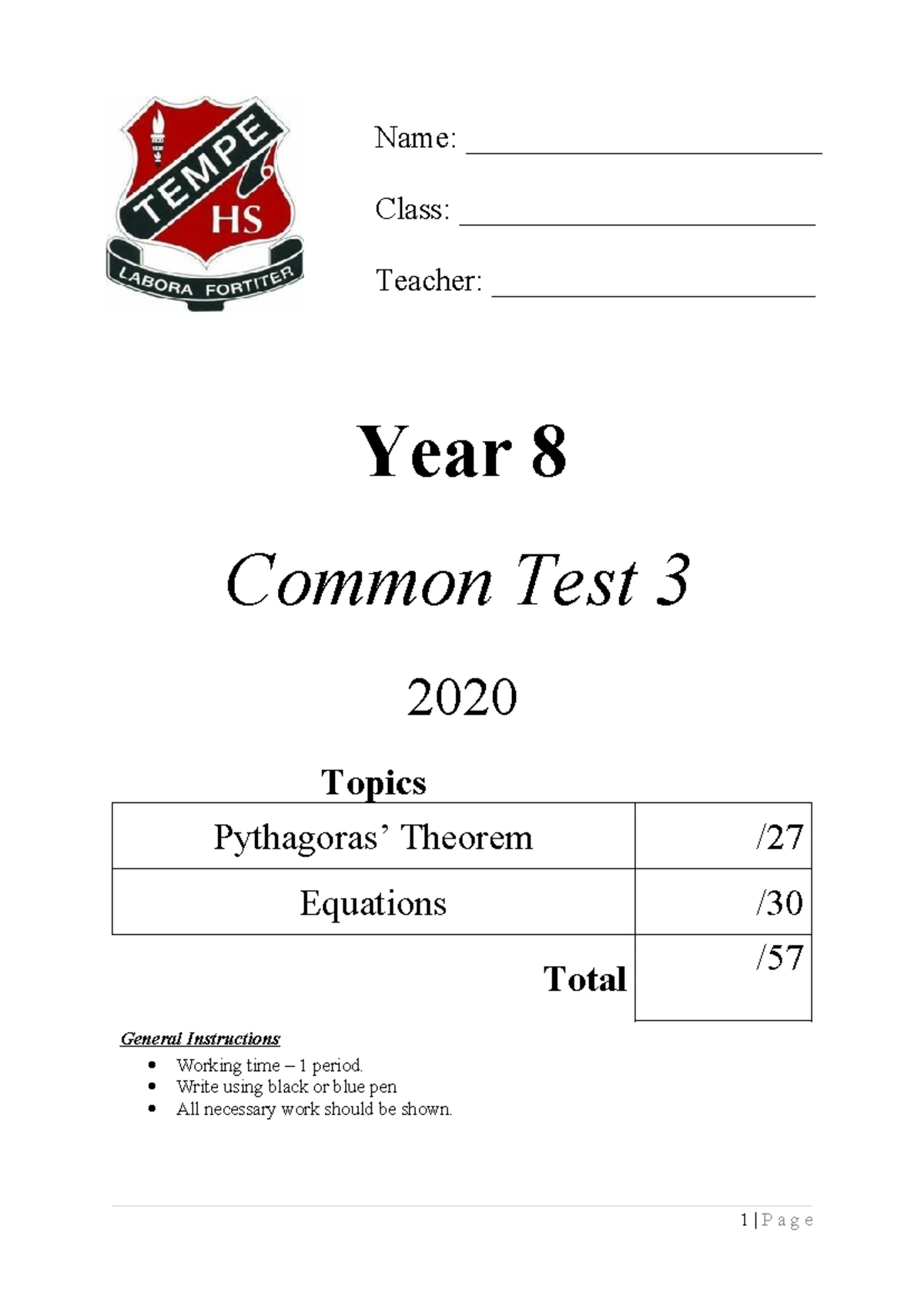 Year 8 Mathematics Algebra Practice Test 1 - Studocu