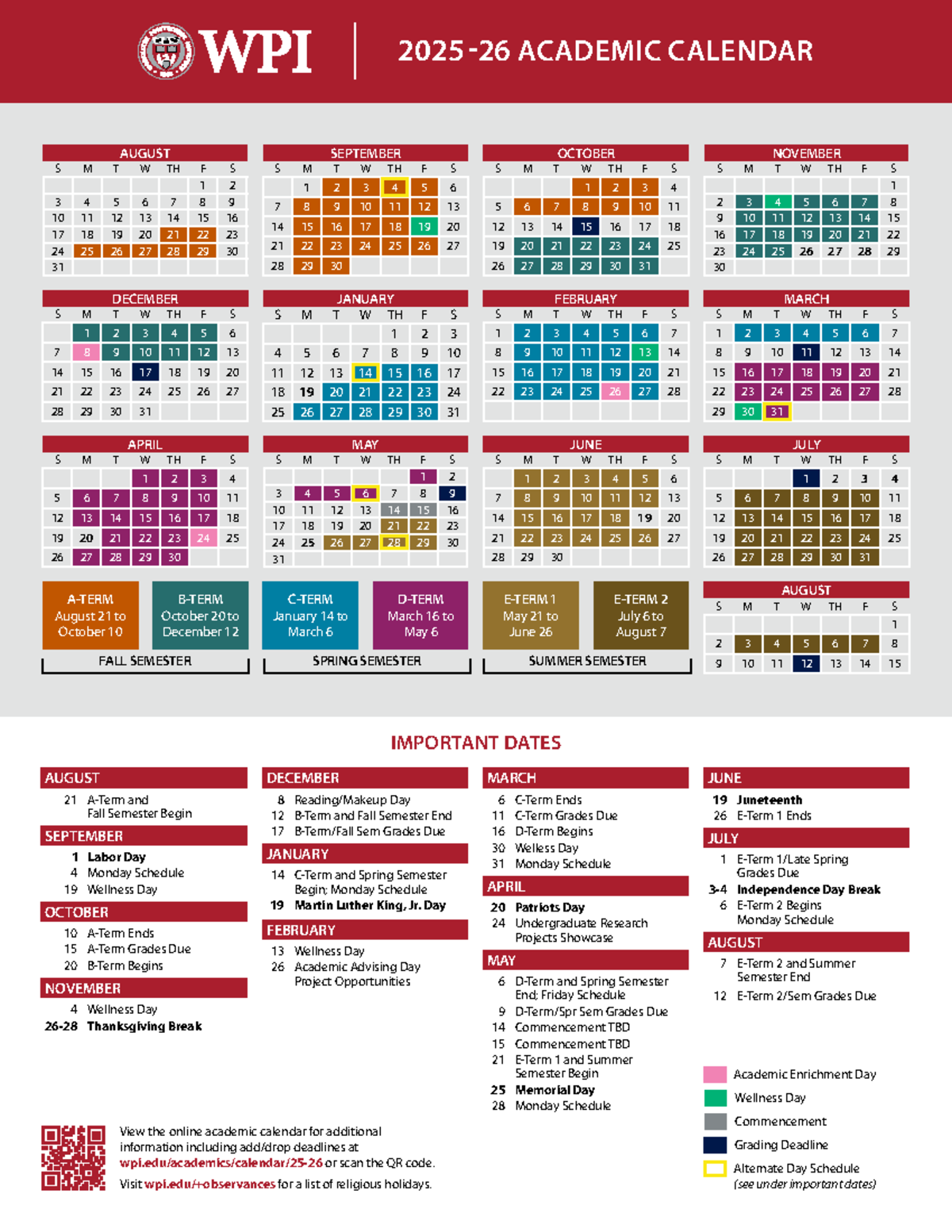 WPI Academic Calendar 2025-26: Important Dates & Semester Info - Studocu