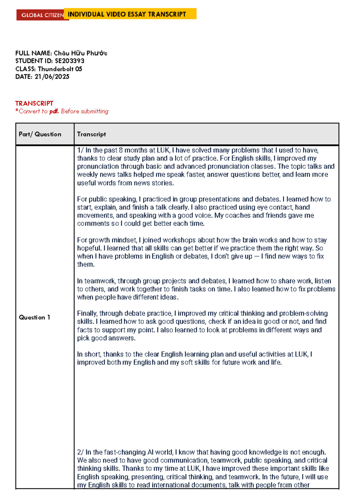 Transcript of Skills Development at LUK - SE203393 - Thunderbolt 05 ...